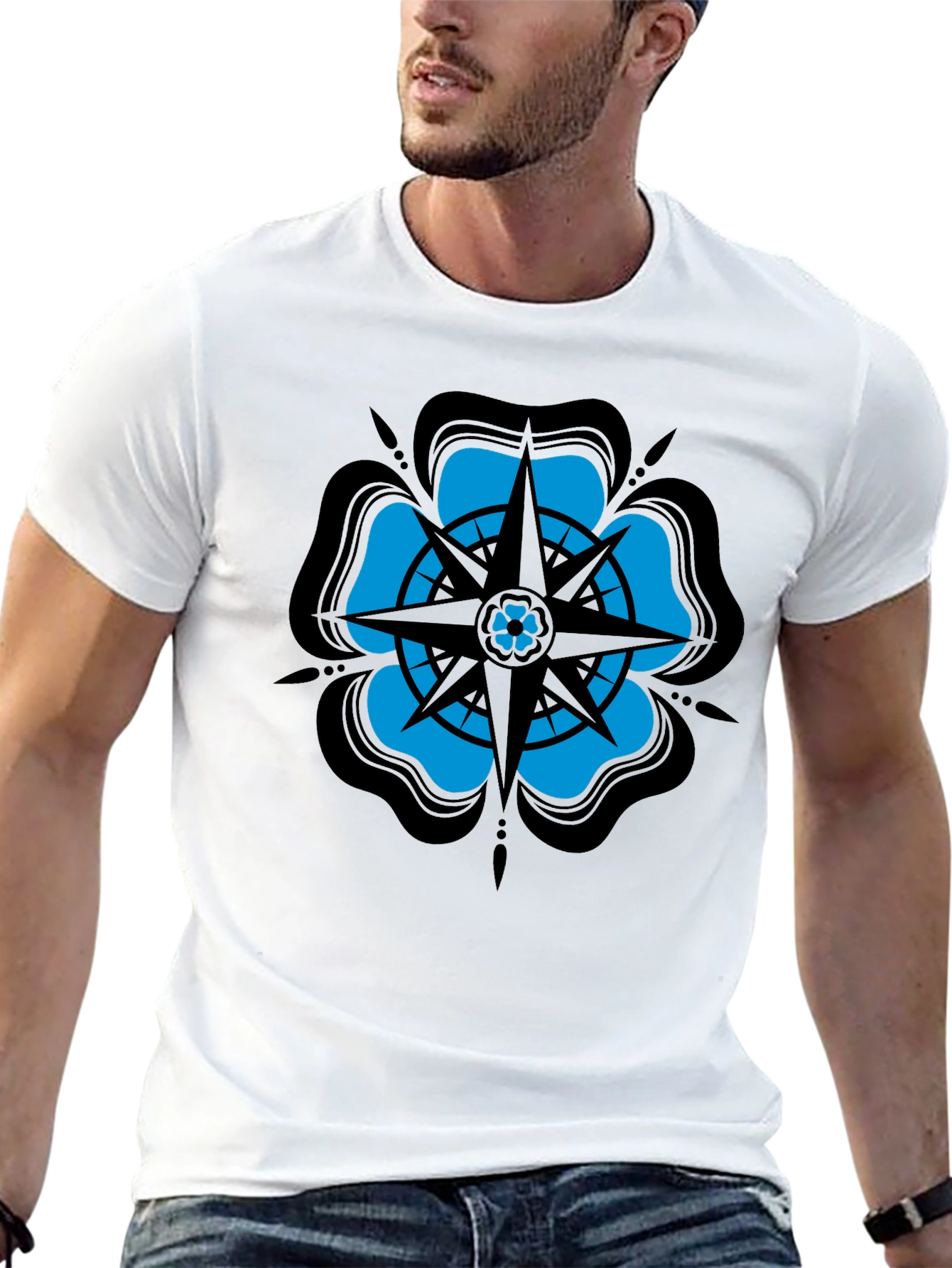 Nautical Rose Compass Graphic T-Shirt