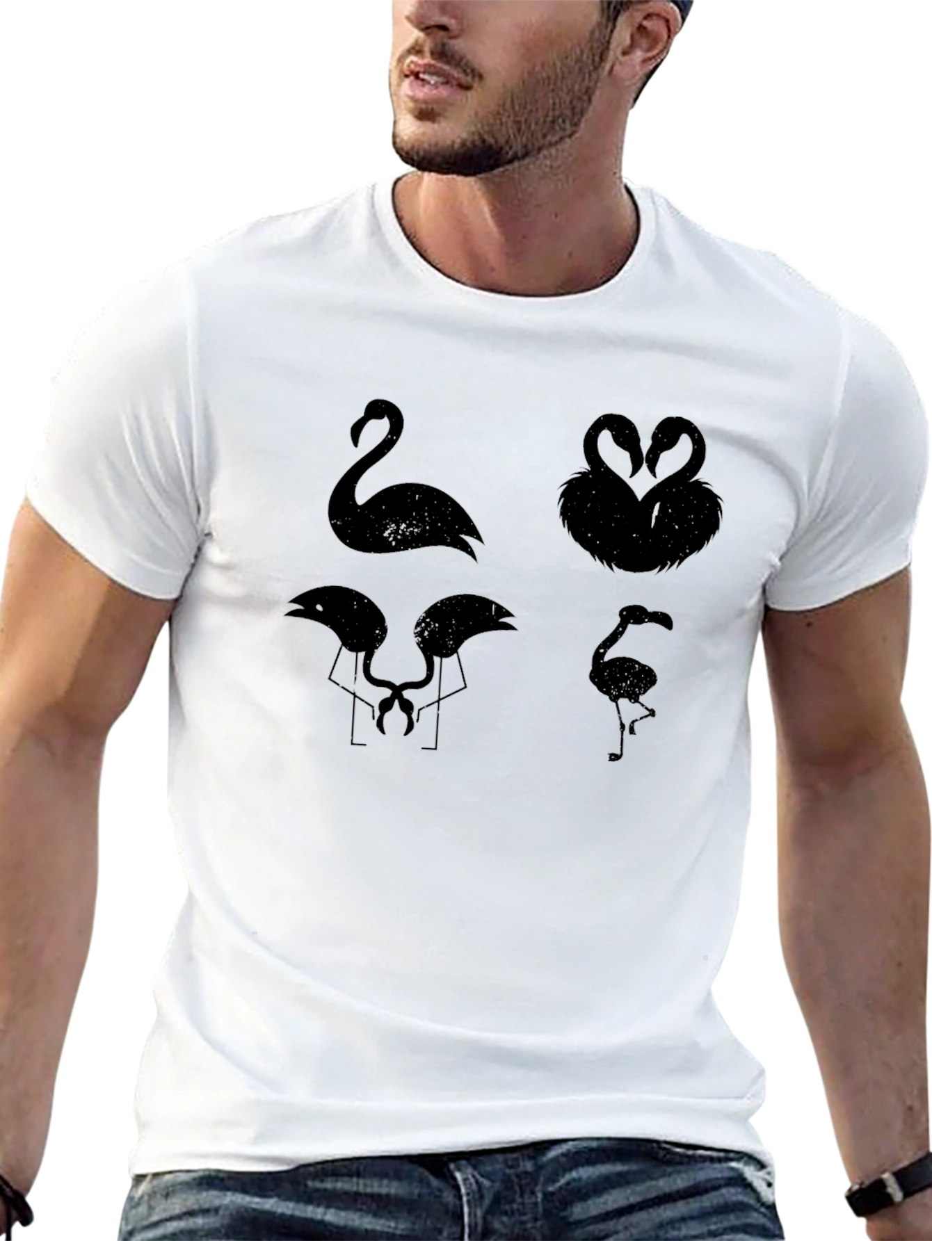 Flamingo Silhouette Black Graphic Tee