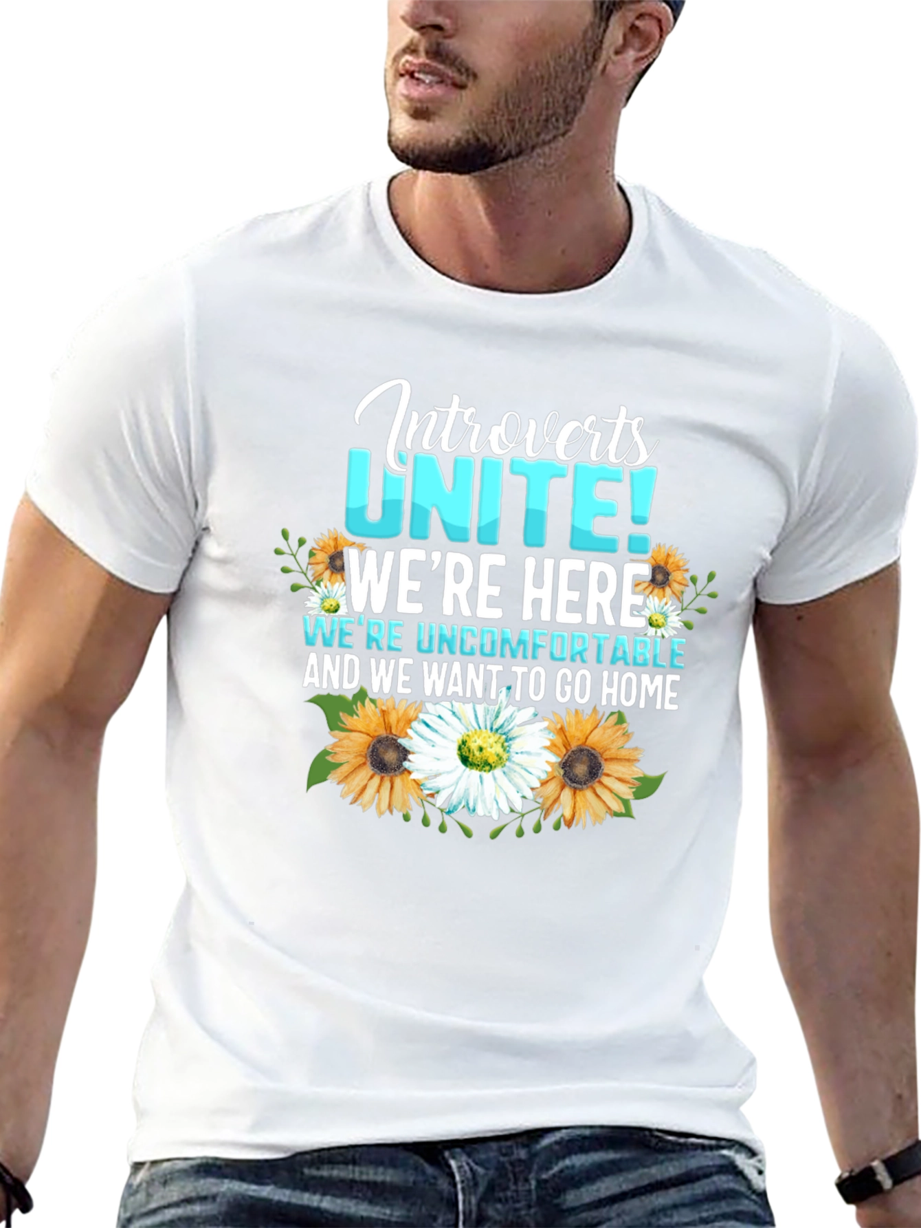 Introverts Unite T-Shirt with Floral Design