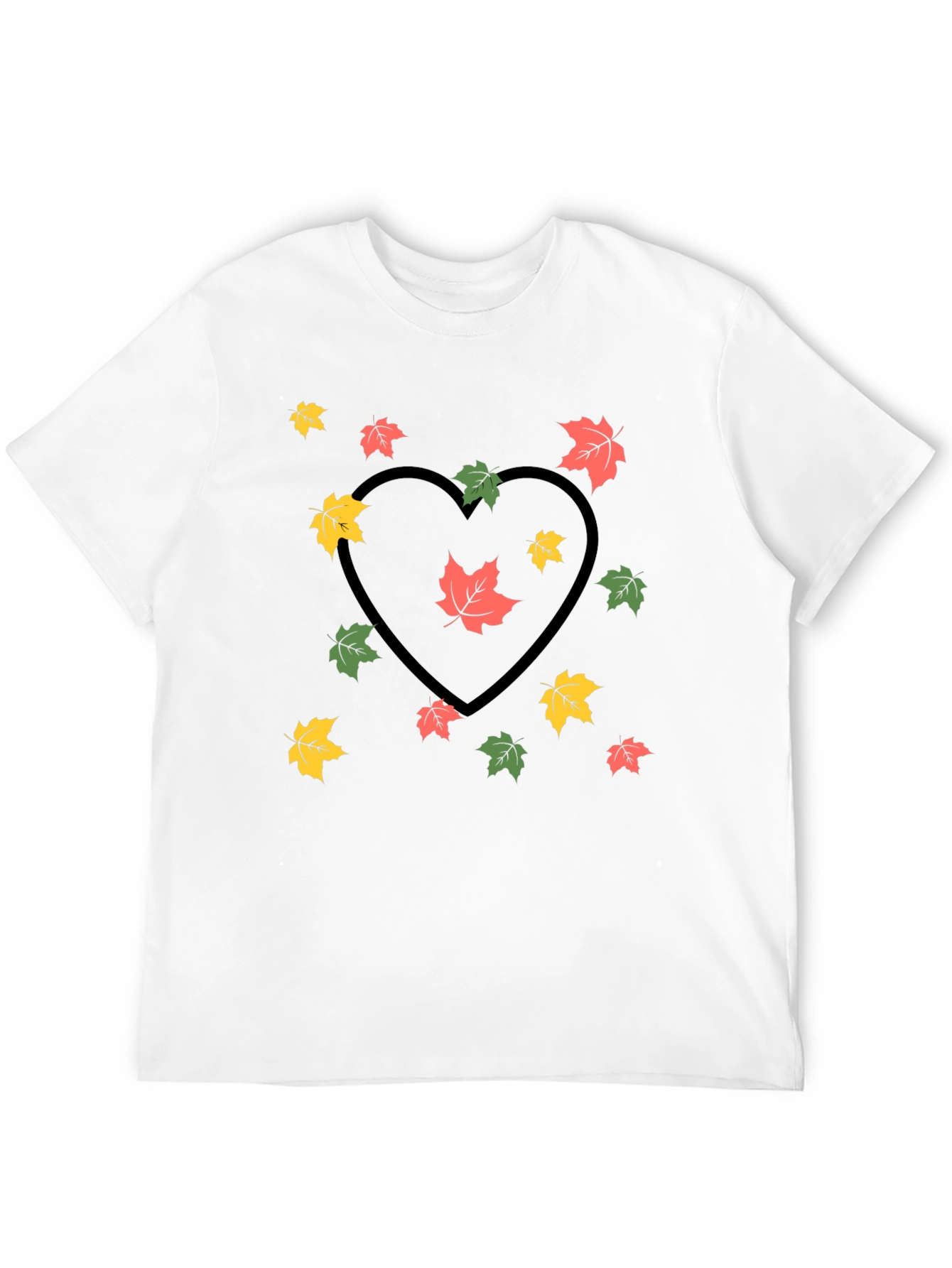 Autumn Leaves Heart Graphic Tee - Black
