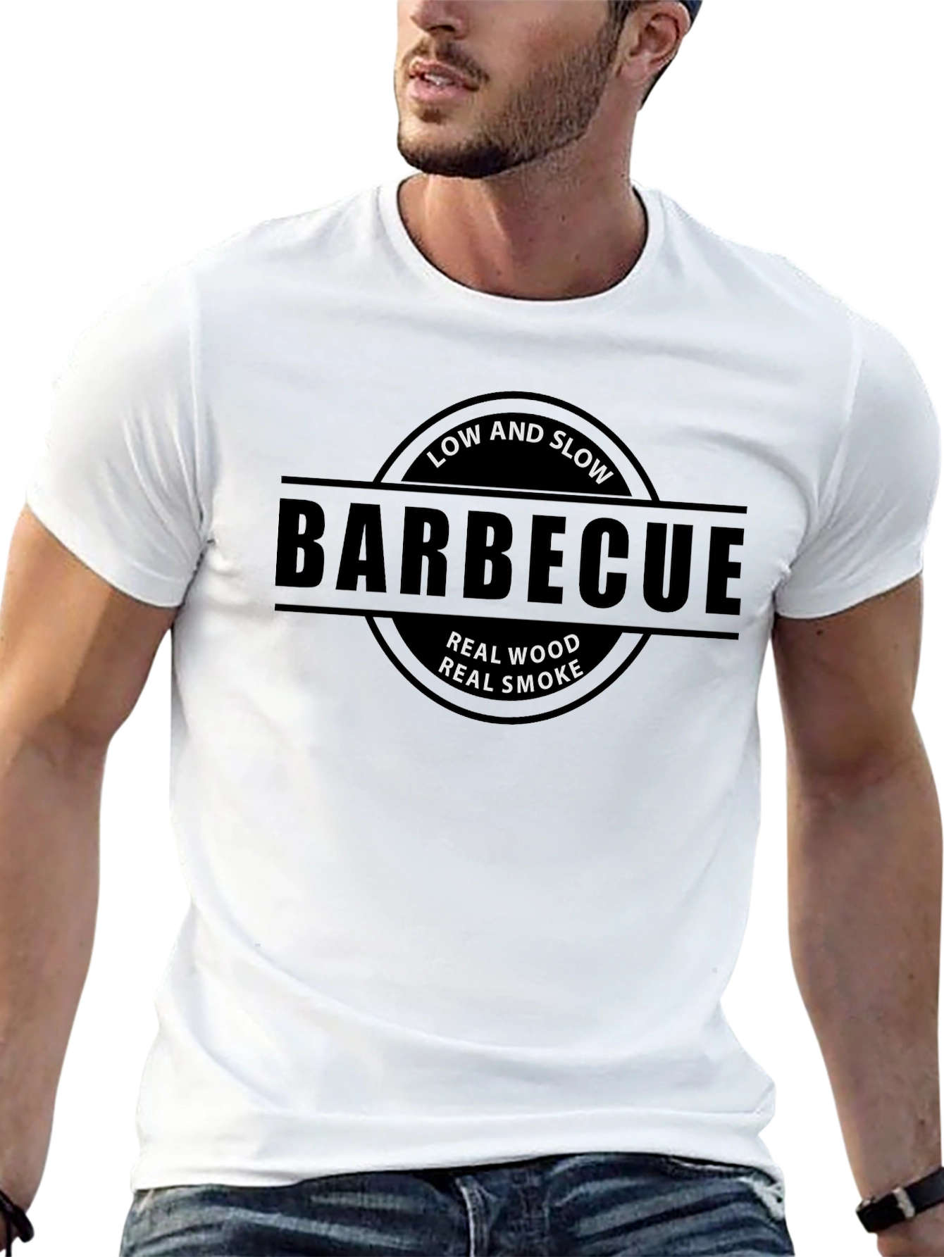 BBQ T-Shirt: Low and Slow Real Wood Real Smoke