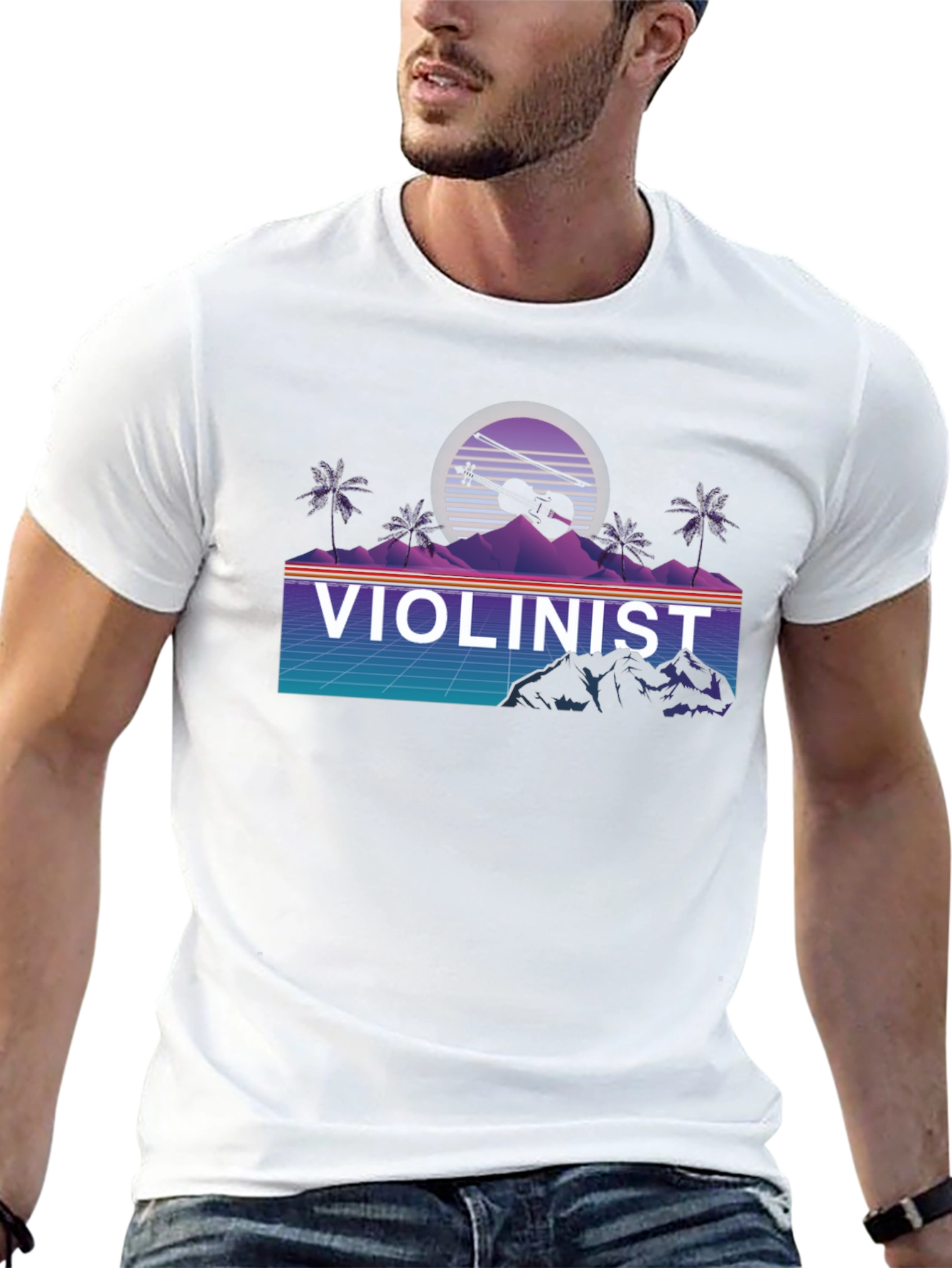 Vaporwave Violinist T-Shirt - Retro Synthwave Design