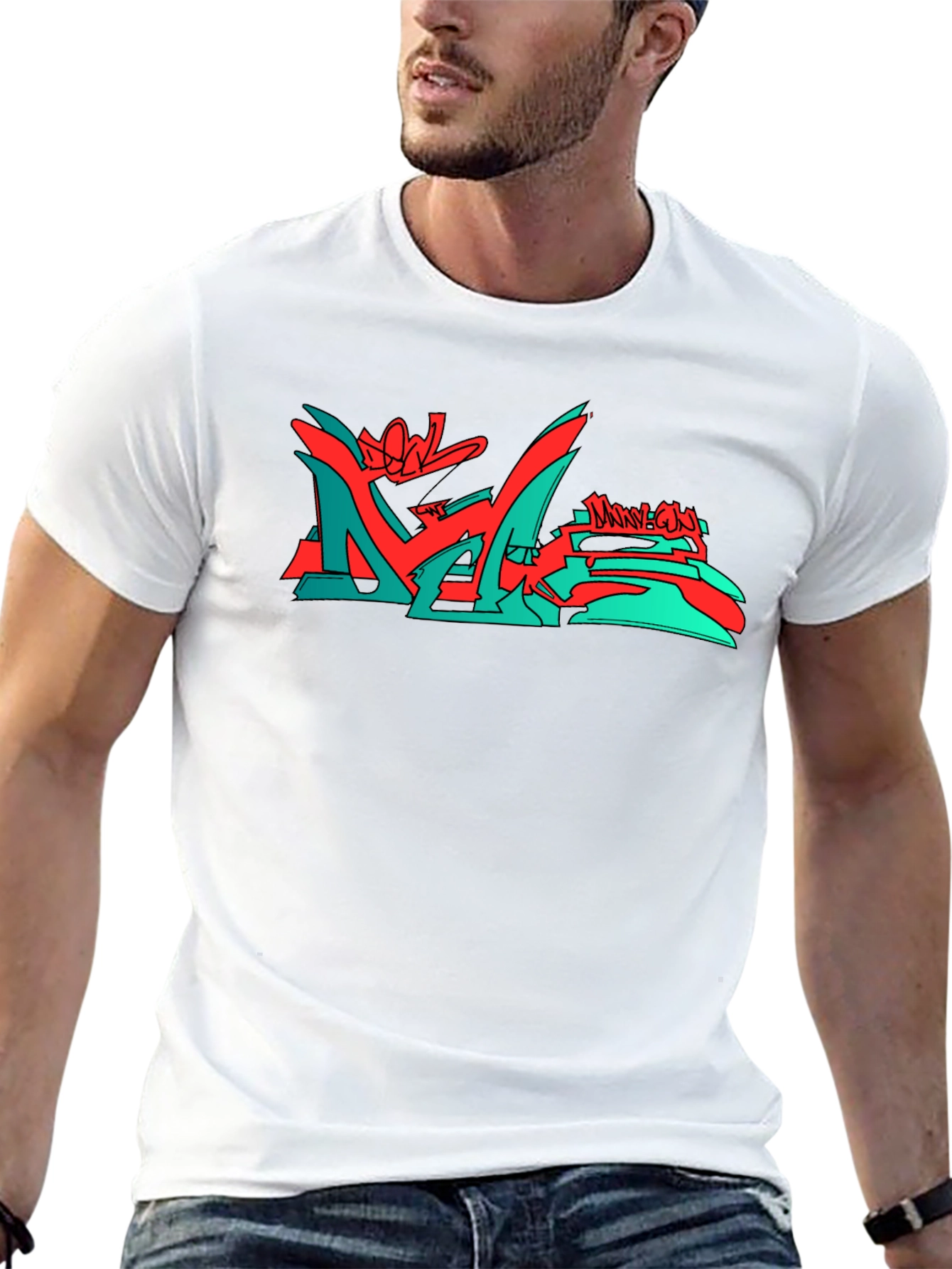 Modern Graphic Print Crew Neck T-Shirt
