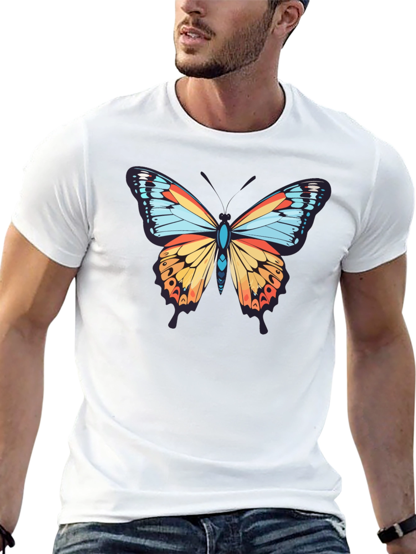 Butterfly Graphic Print Crew Neck T-Shirt