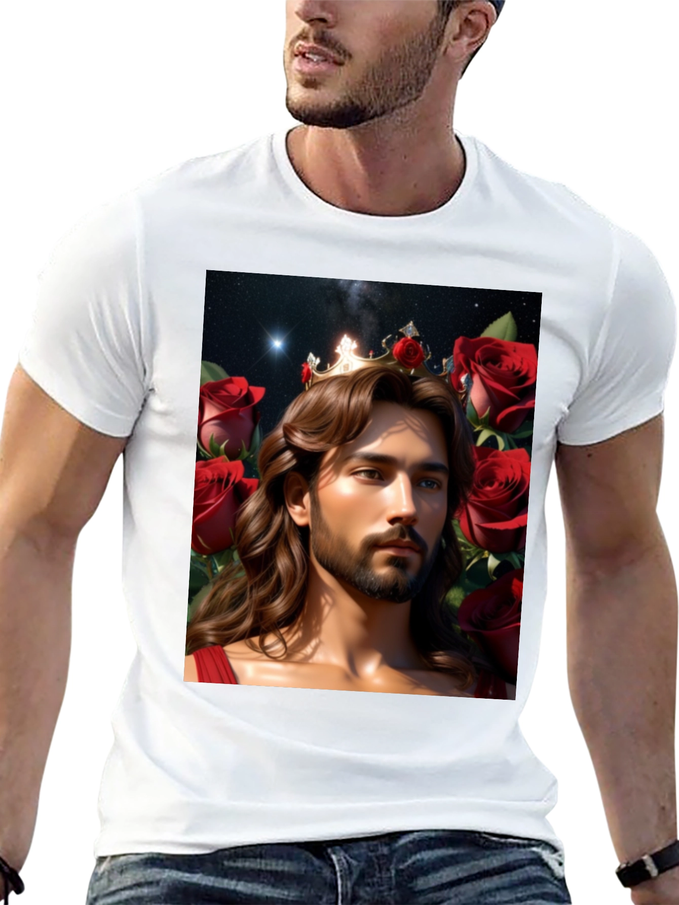 King Jesus Crowned in Roses Graphic Tee