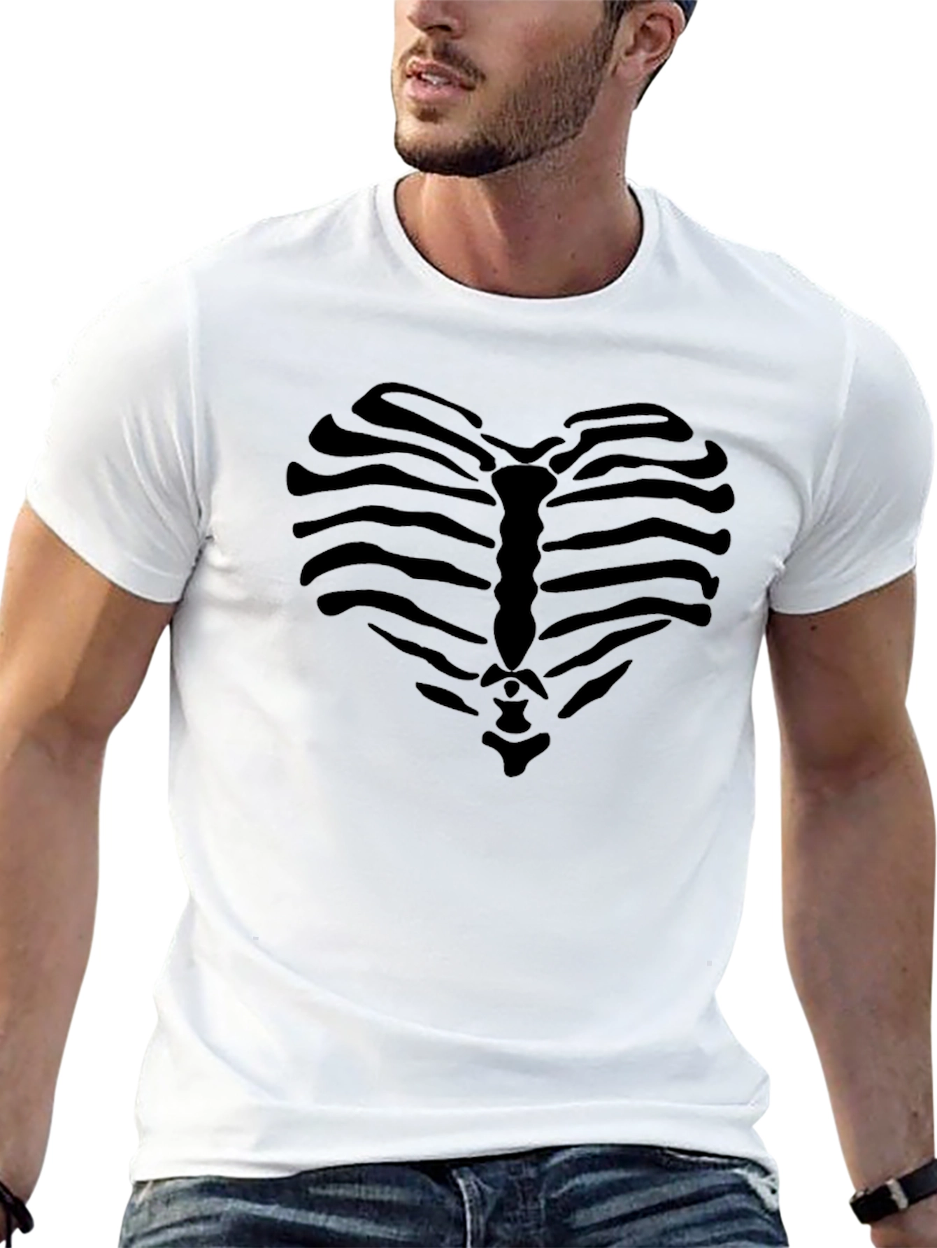 Heart Ribcage Graphic T-Shirt - Black