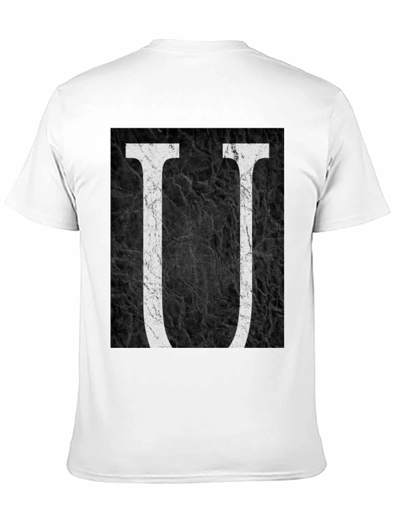 Abstract Letter U Graphic Black T-Shirt