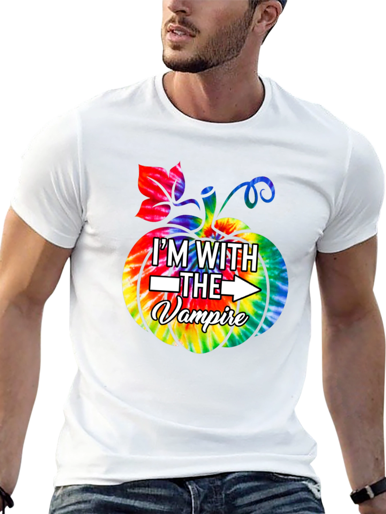 Im With The Vampire Tie Dye Pumpkin Graphic Tee