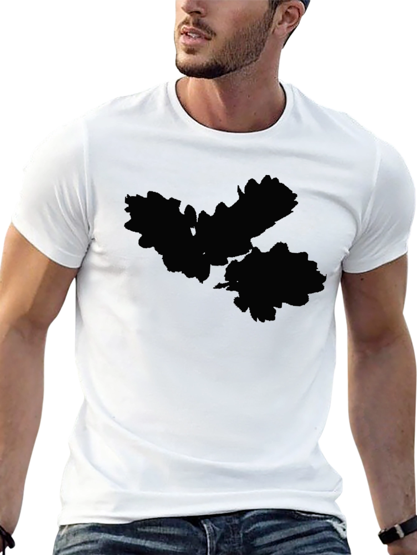 Mens Black Graphic Print Crew Neck T-Shirt