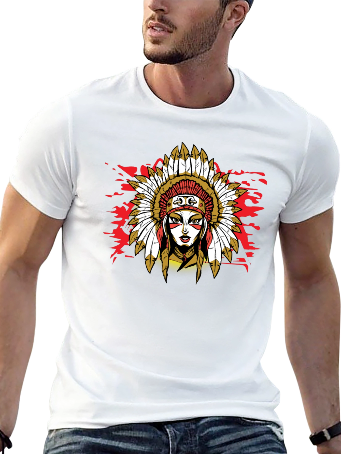 Native American Headdress Black T-Shirt