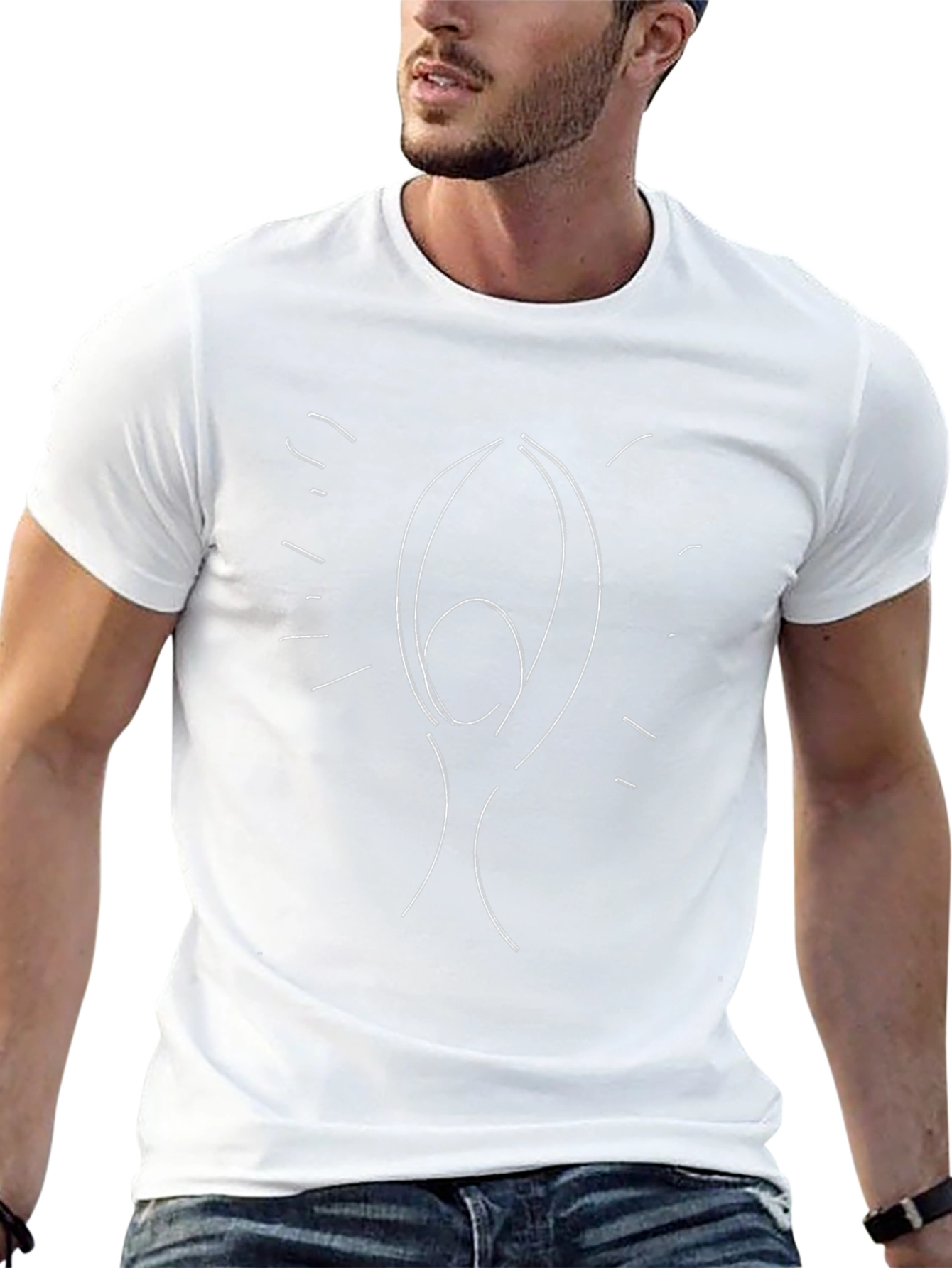 Abstract Line Art Graphic Tee - Black