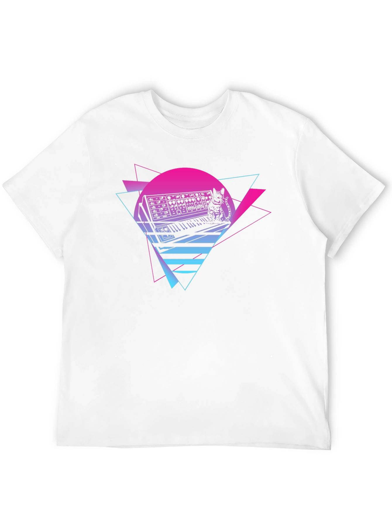 Synth Cat T-Shirt - Retro Wave Style