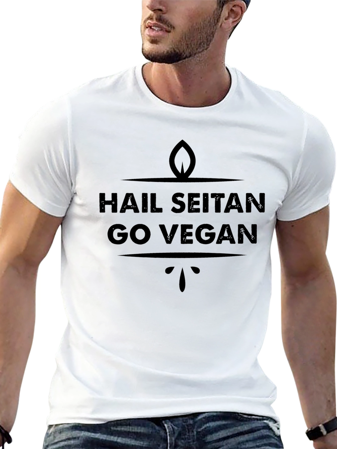 Hail Seitan Go Vegan Graphic T-Shirt
