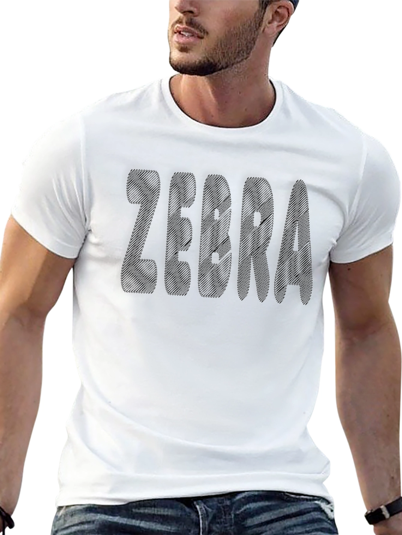 Zebra Text Black T-Shirt