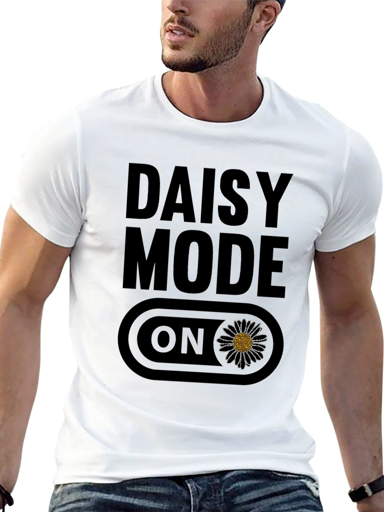 Daisy Mode ON Graphic T-Shirt - Black Casual Tee