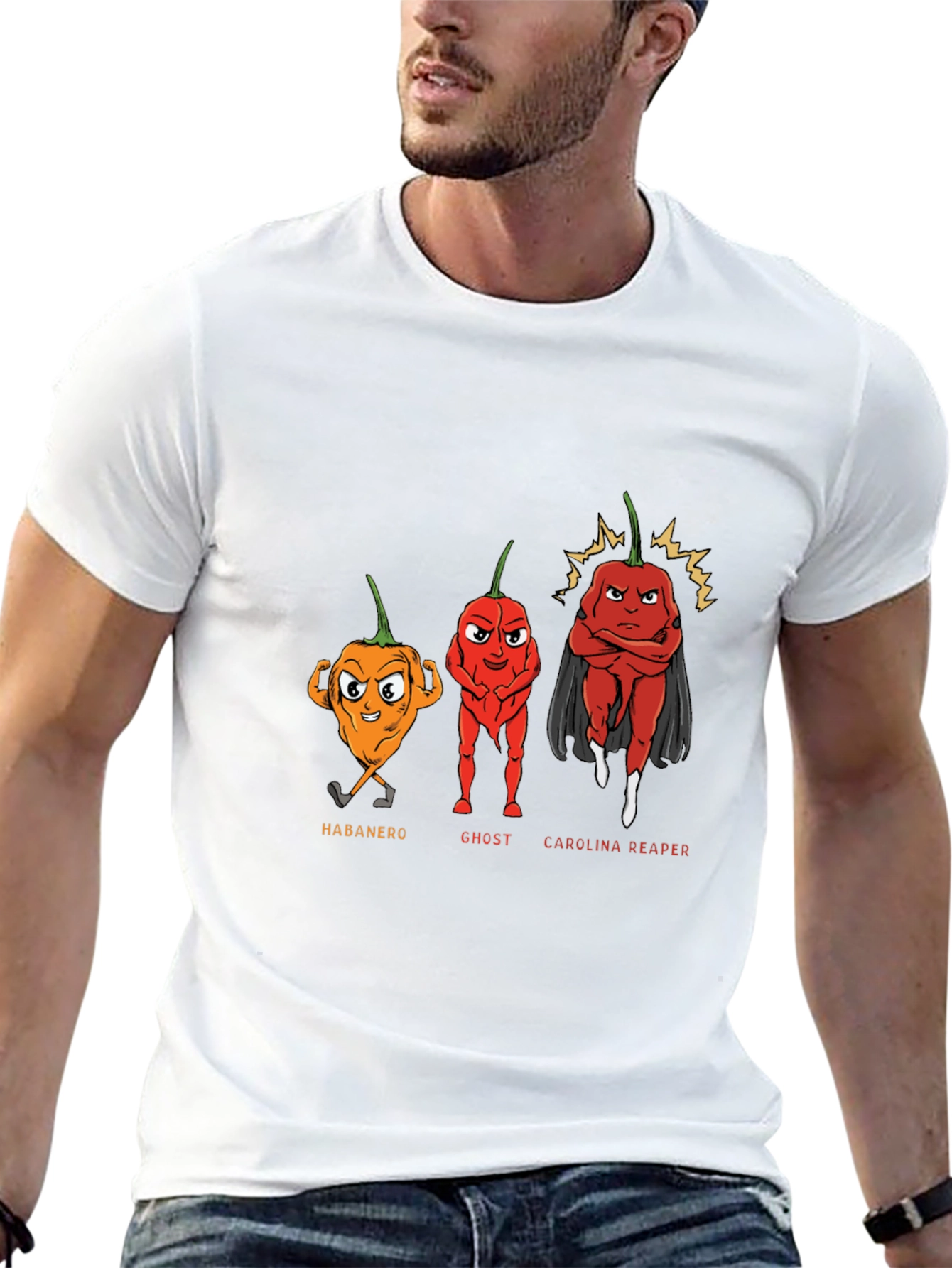 Spicy Pepper Cartoon Graphic T-Shirt