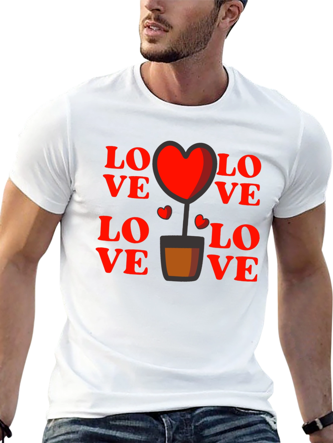 Love Heart Plant Graphic Tee - Black
