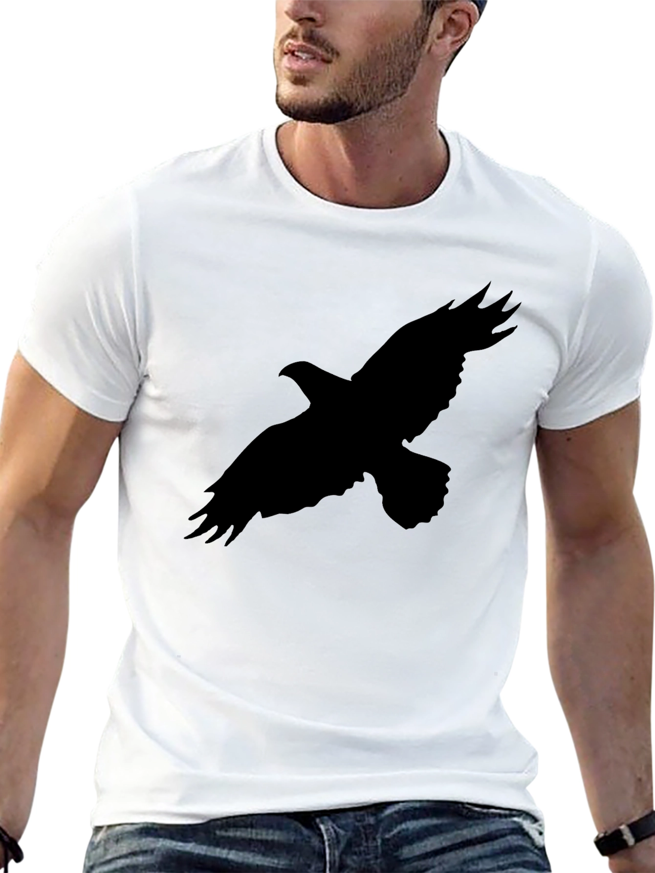 Mens Black Eagle Graphic Tee - Casual Style