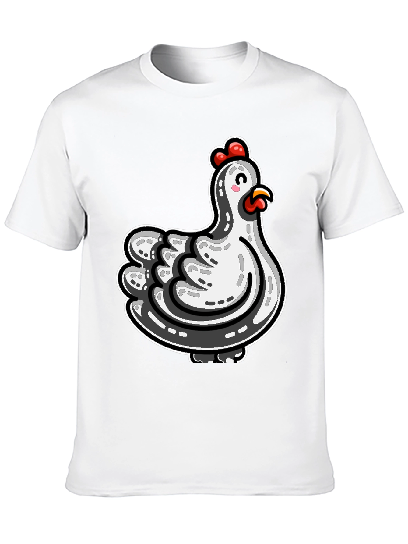 Cute Cartoon Chicken Graphic Tee - Black