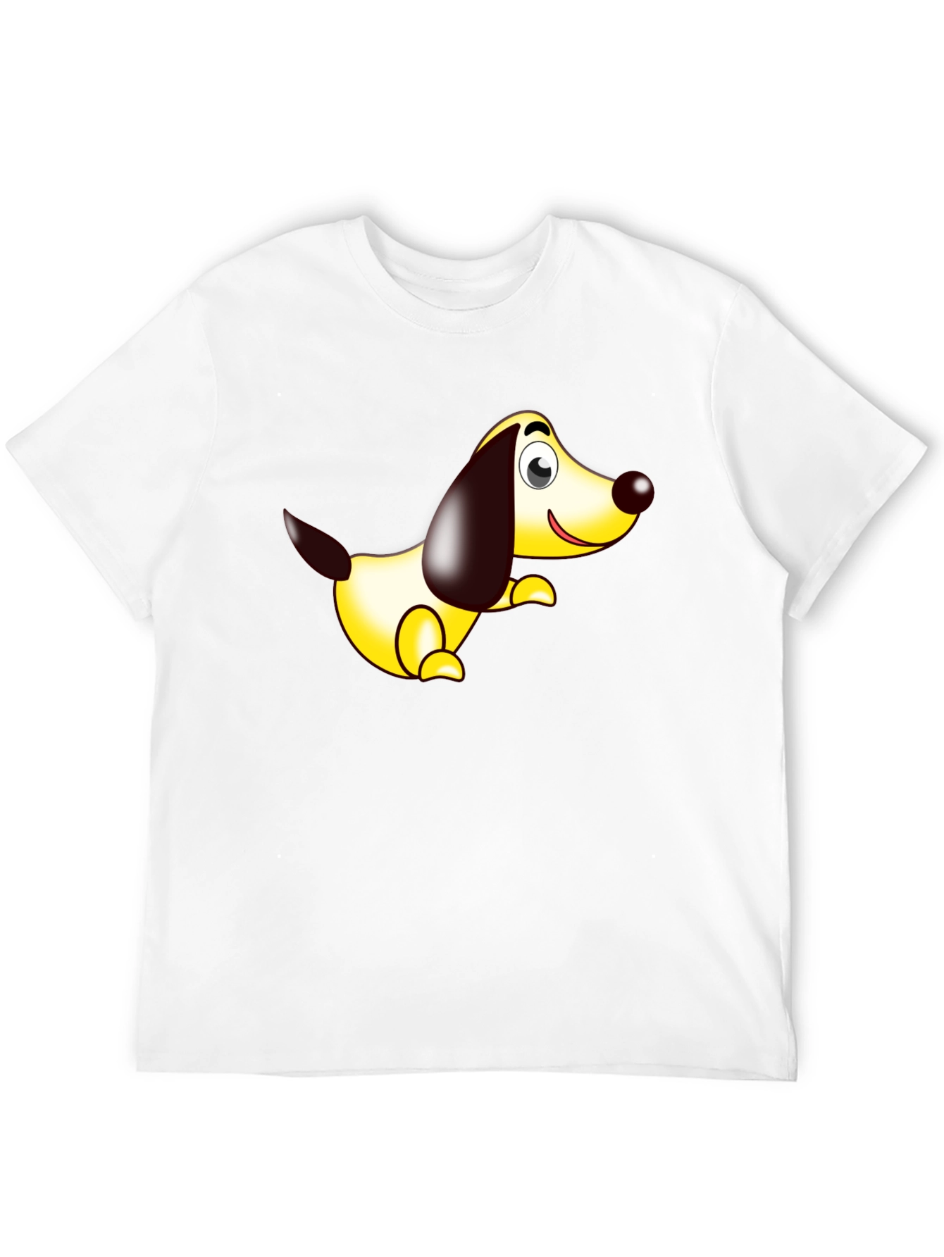 Cartoon Dog Graphic Tee - Black Comfort Fit