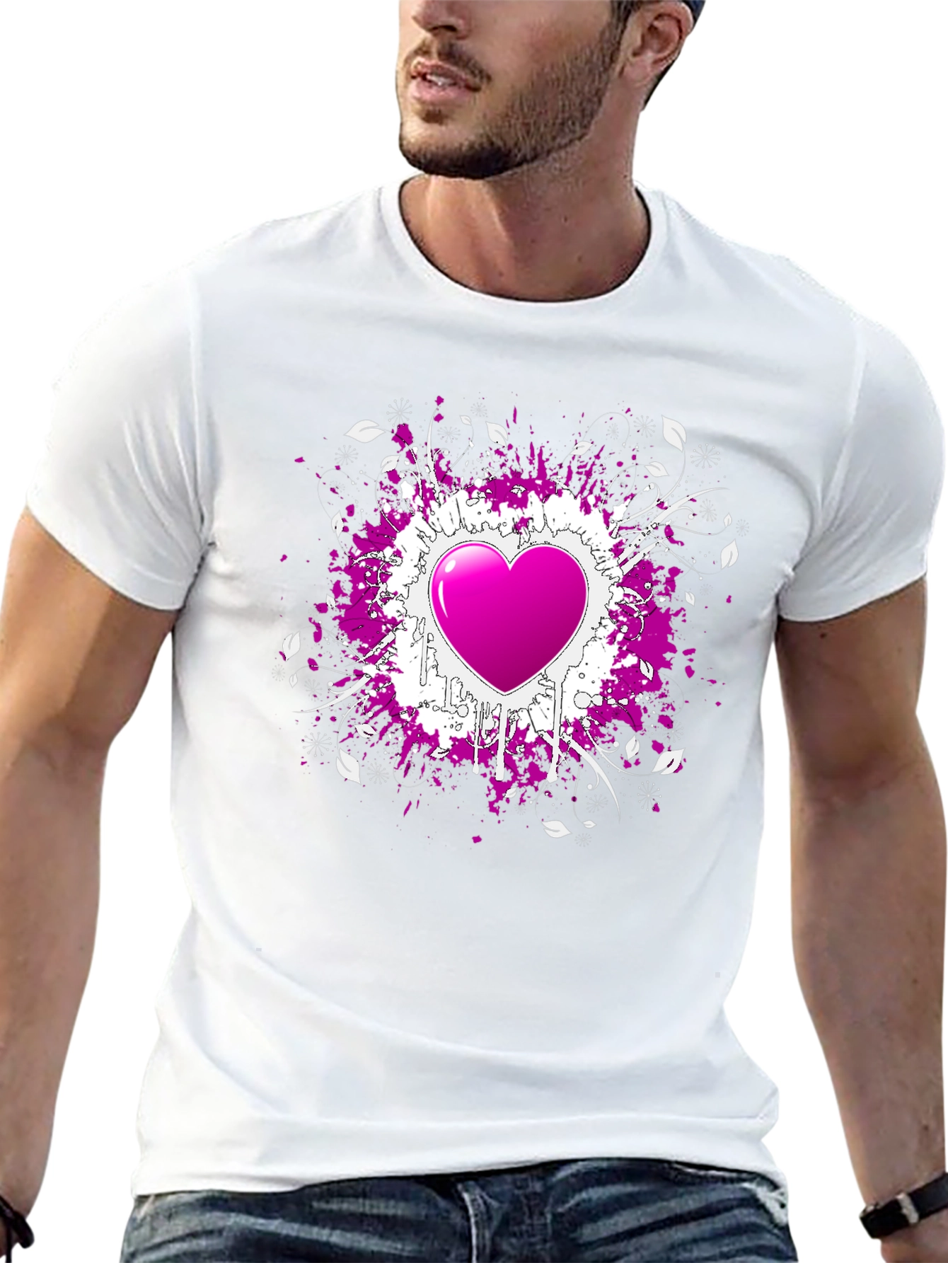 Heart Splatter Graphic Tee - Black