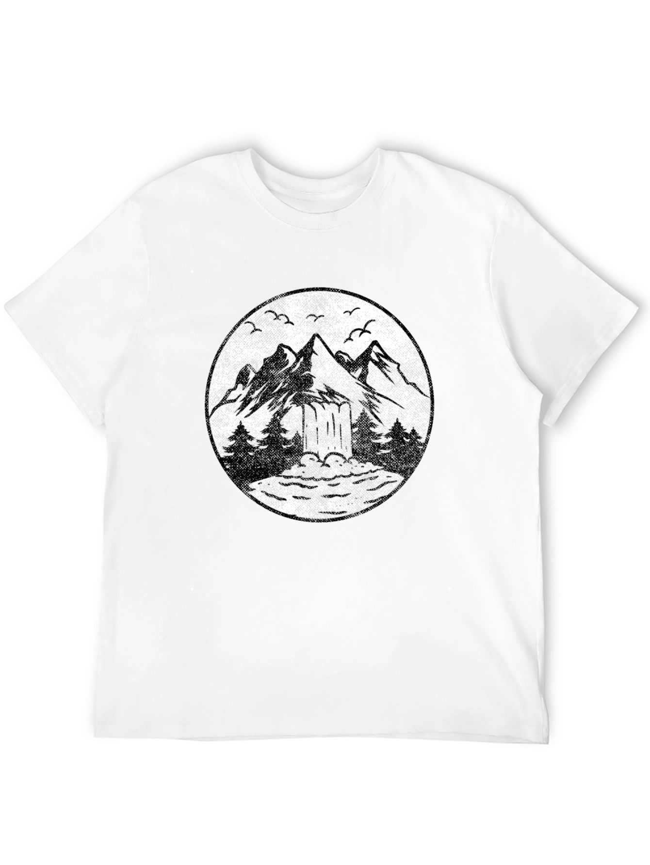 Mountain Scene Graphic Tee - Black Unisex T-Shirt