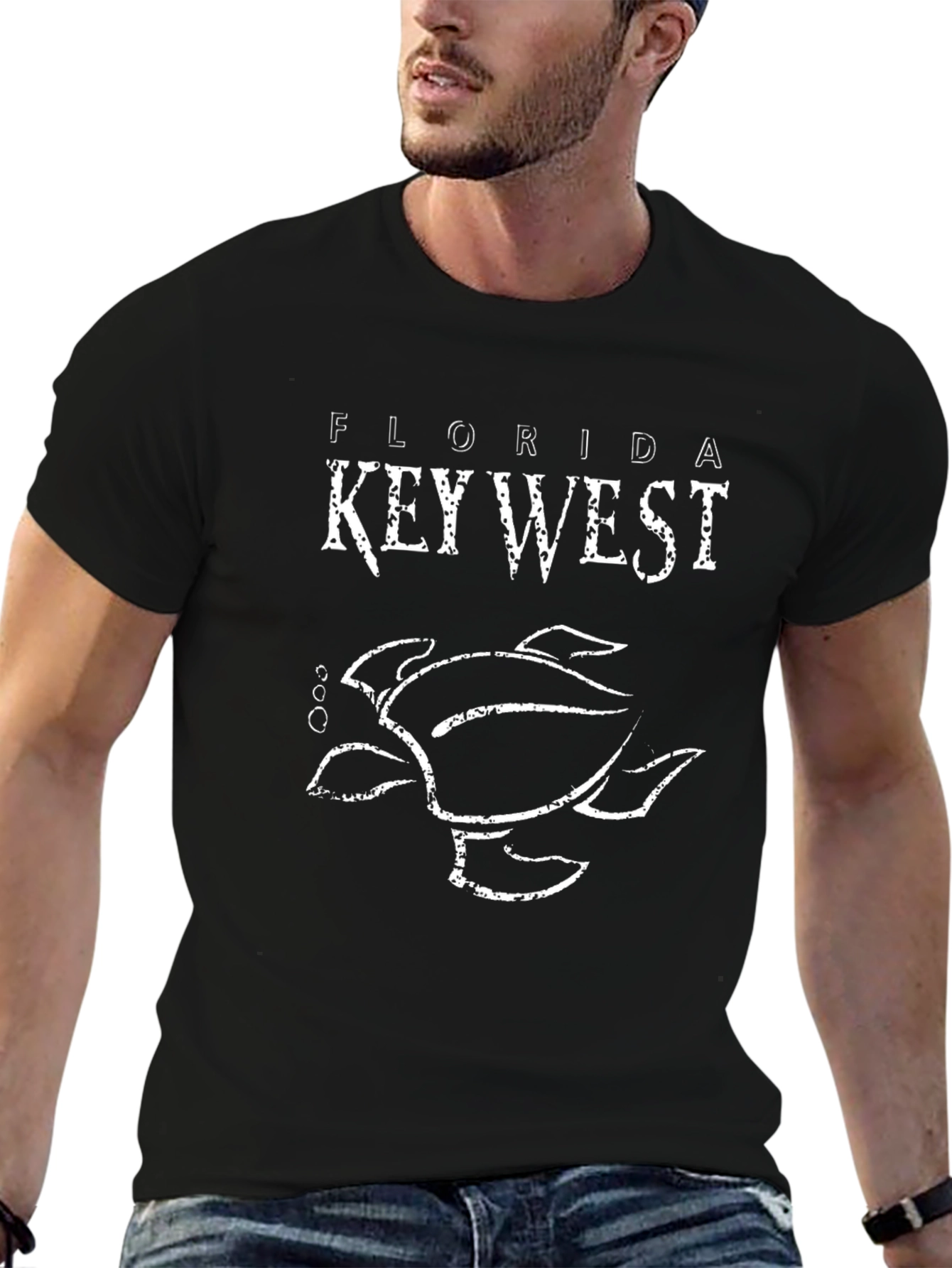 Florida Key West Turtle Graphic Black T-Shirt