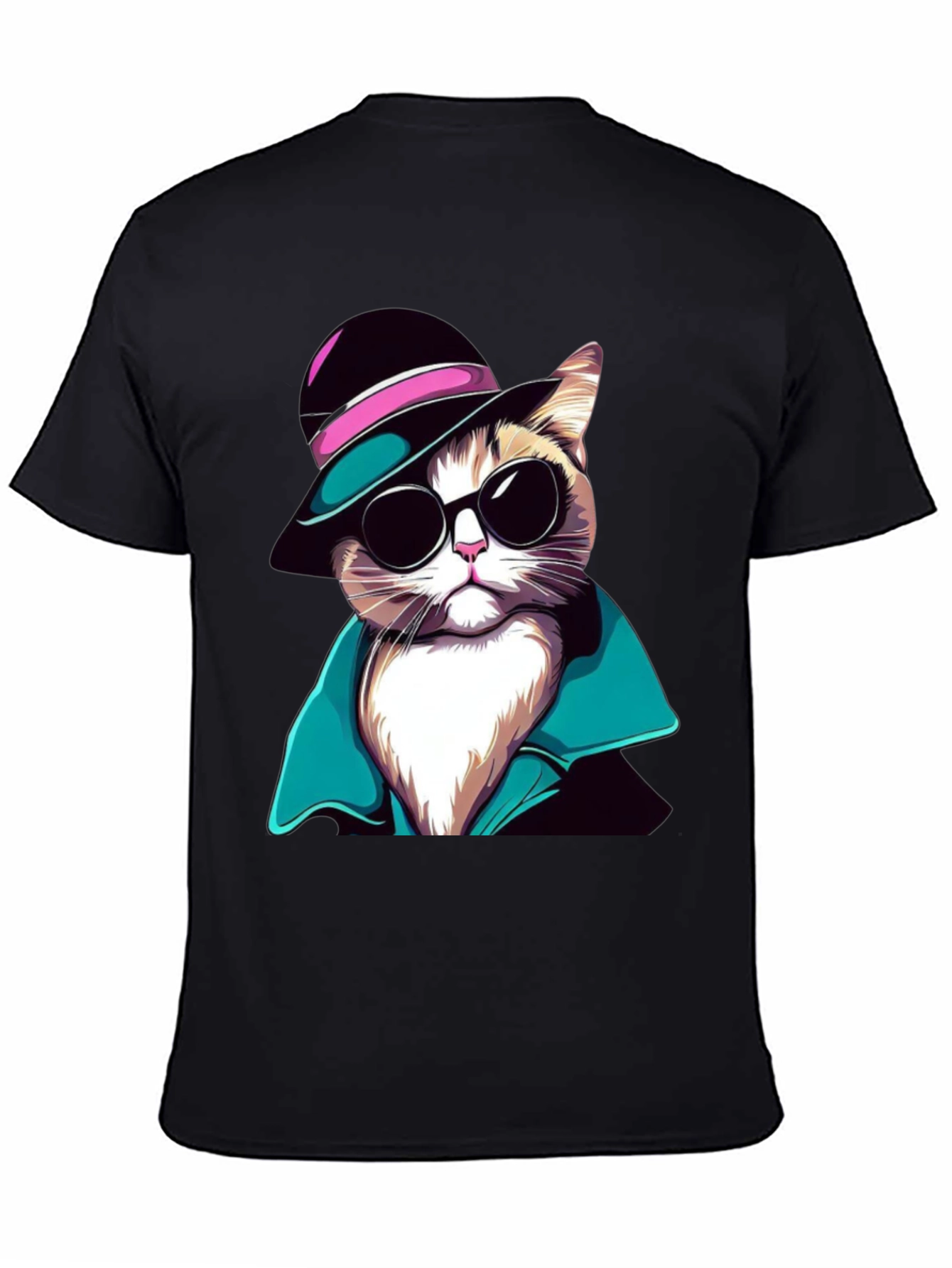 Cool Cat T-Shirt: Stylish Feline in Hat & Shades