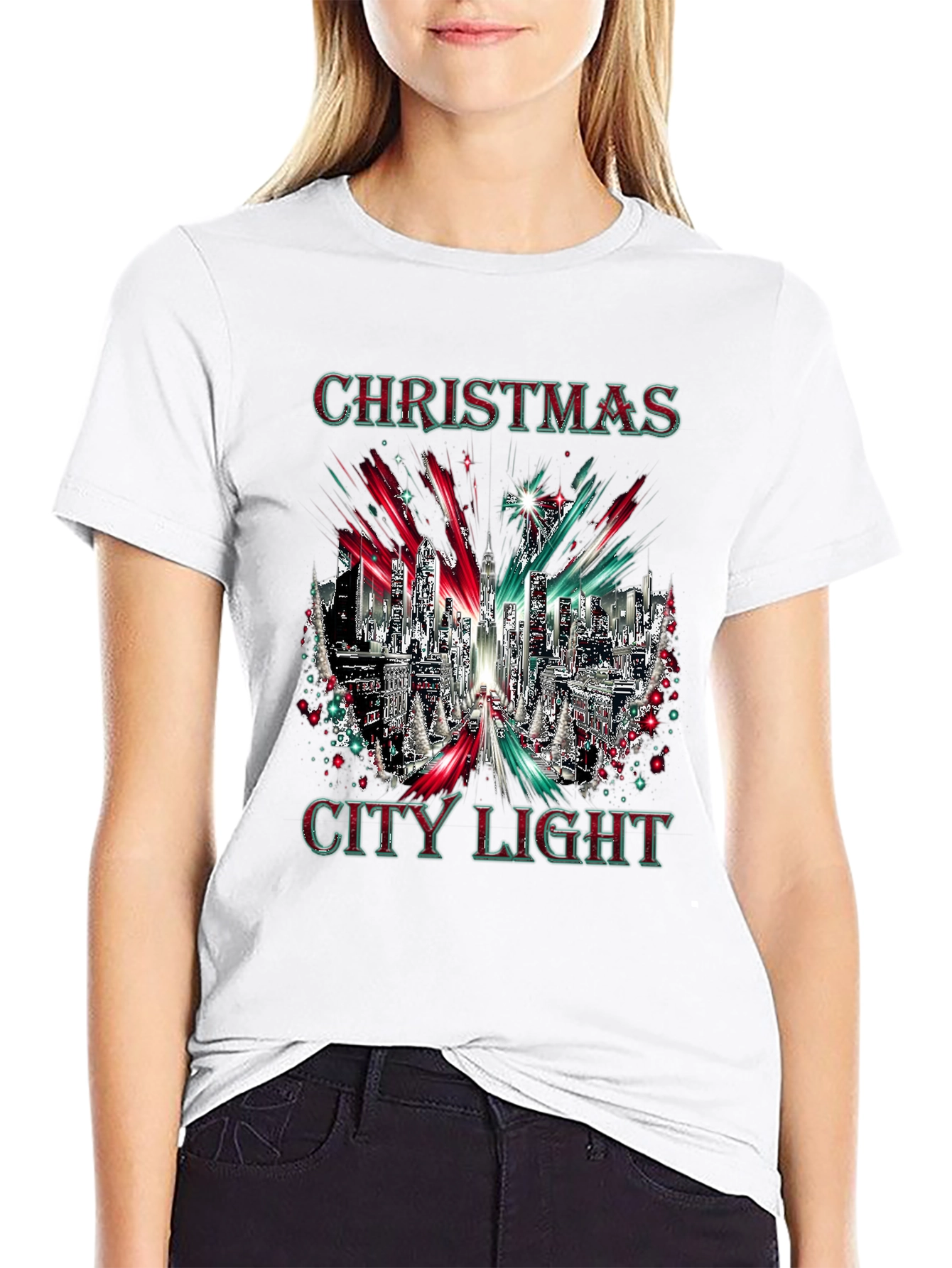 Christmas City Lights Holiday Graphic Tee