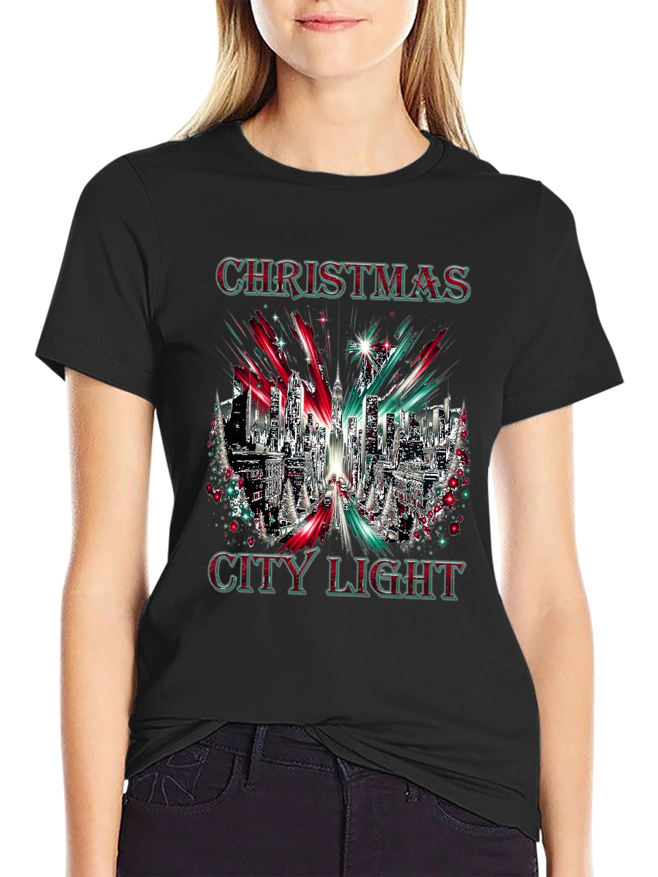 Christmas City Lights Holiday Graphic Tee
