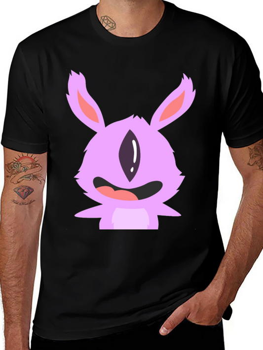 Cute Monster Graphic Tee - Black Cotton T-Shirt
