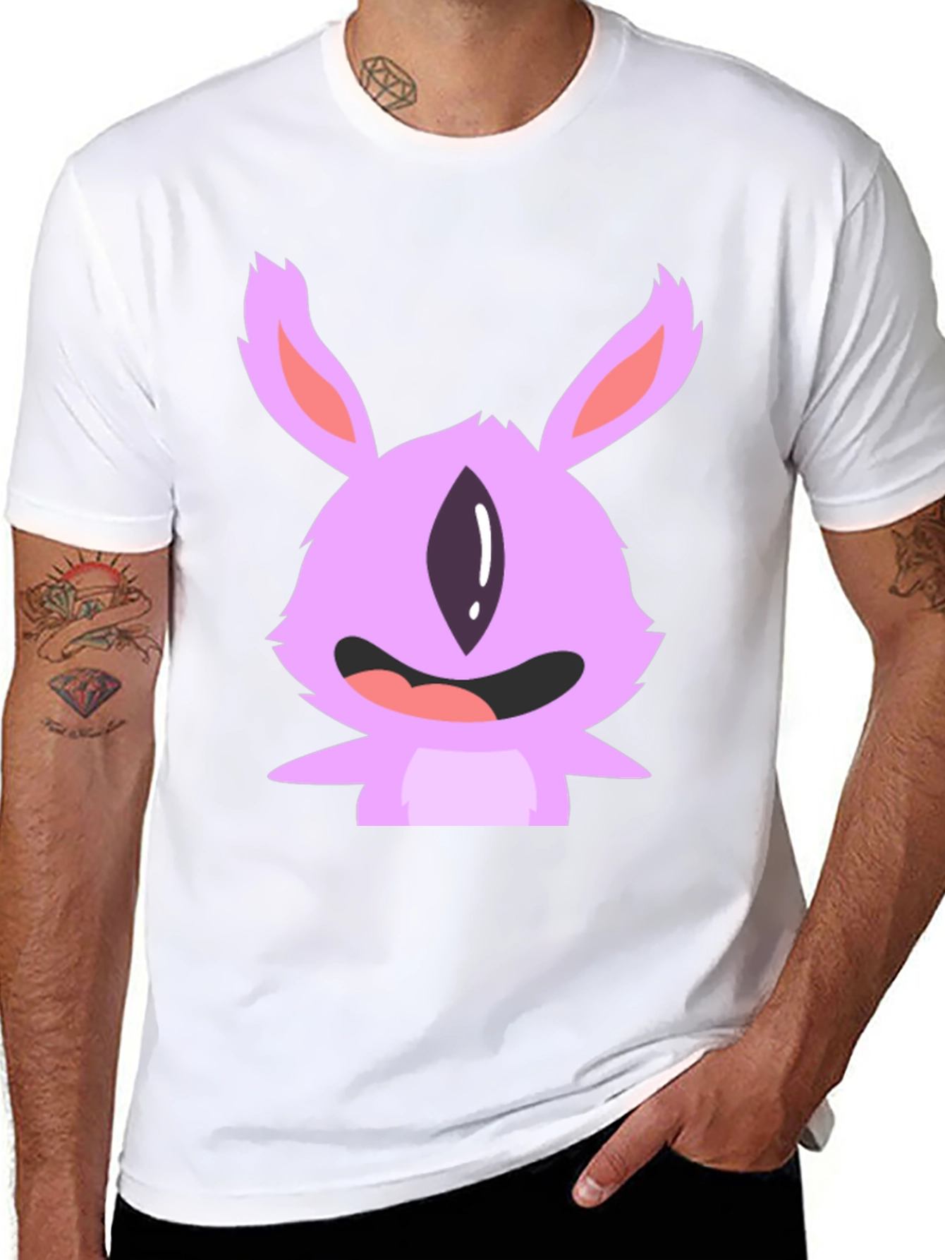 Cute Monster Graphic Tee - Black Cotton T-Shirt