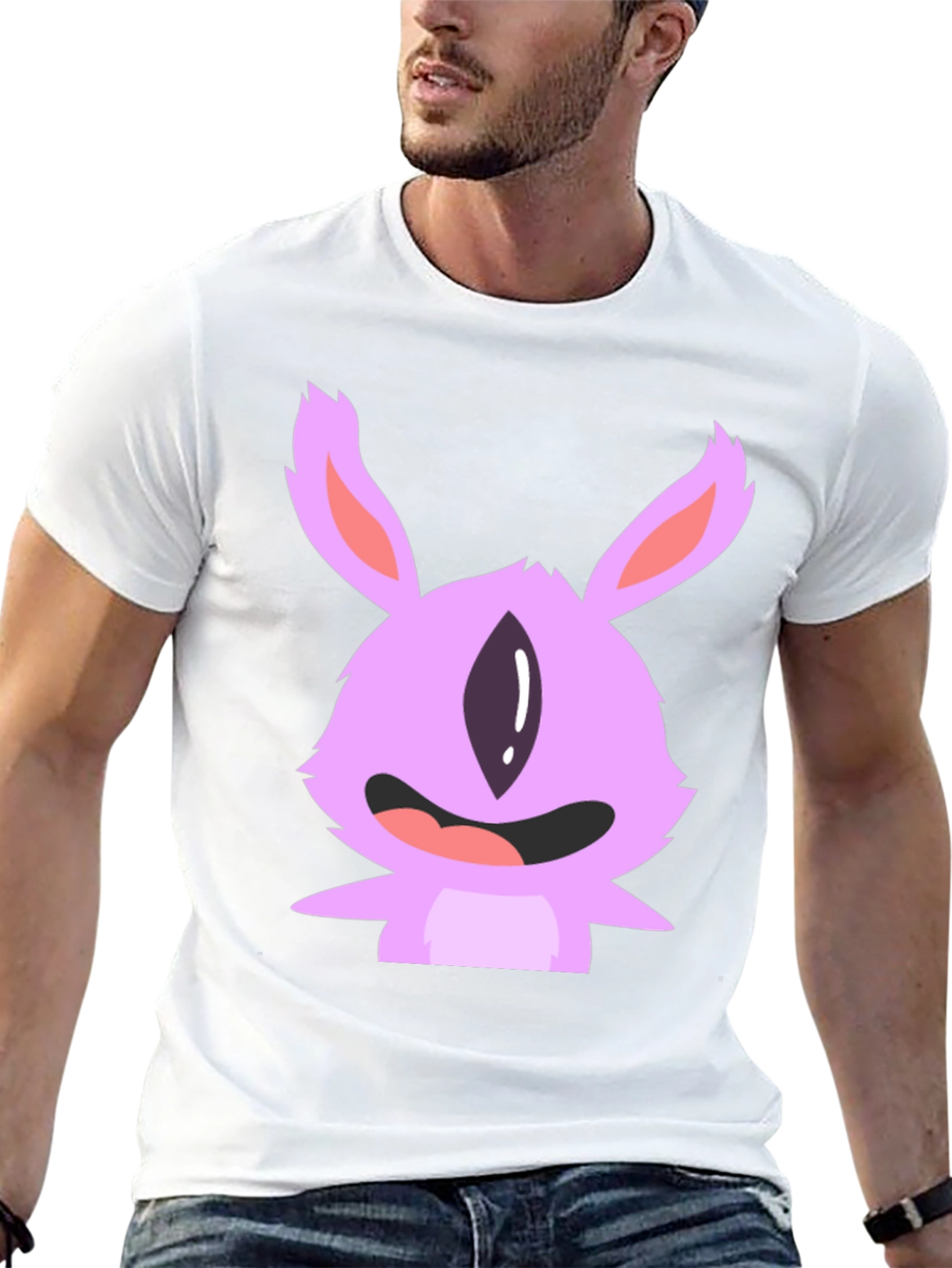 Cute Monster Graphic Tee - Black Cotton T-Shirt