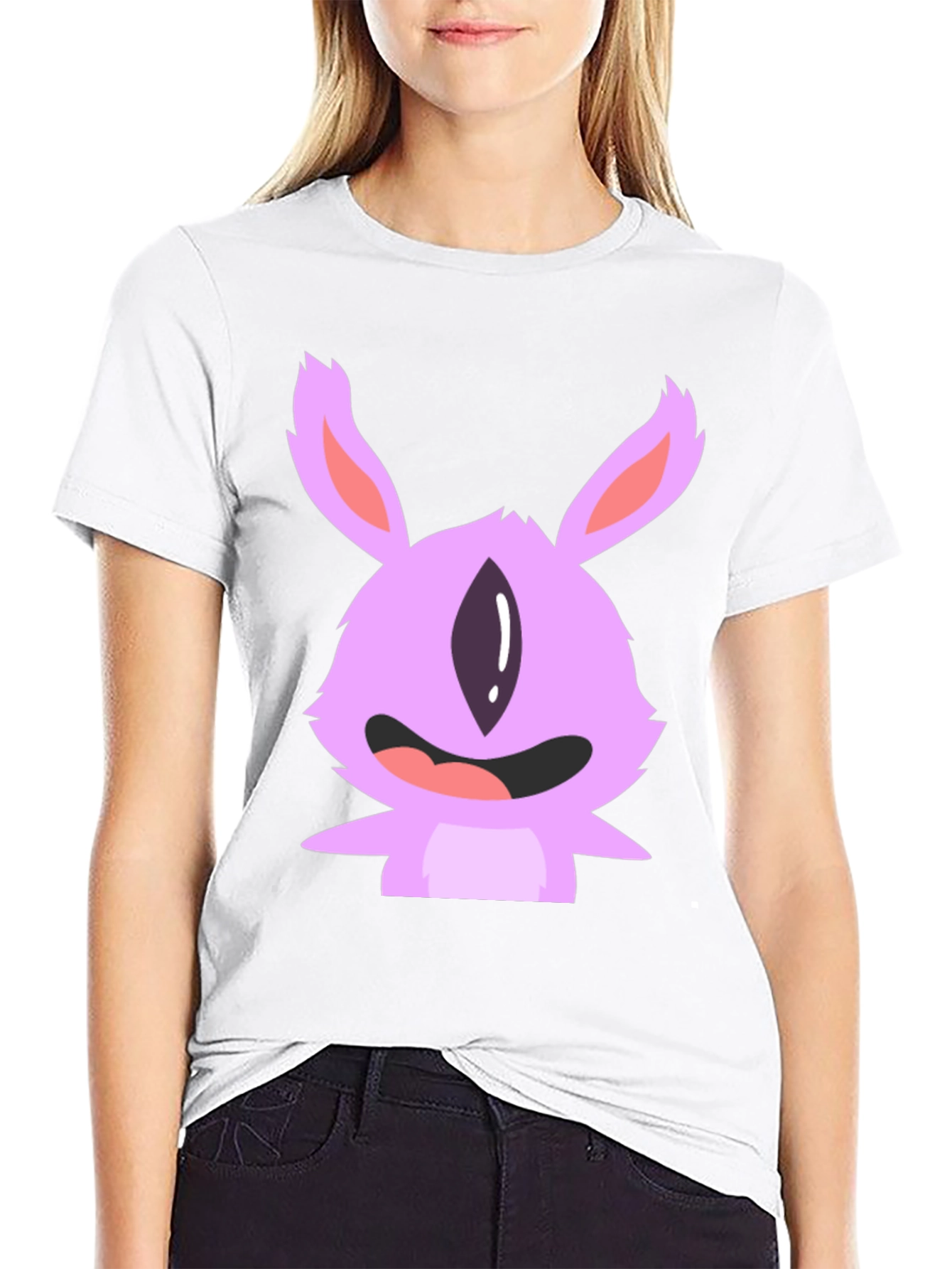 Cute Monster Graphic Tee - Black Cotton T-Shirt