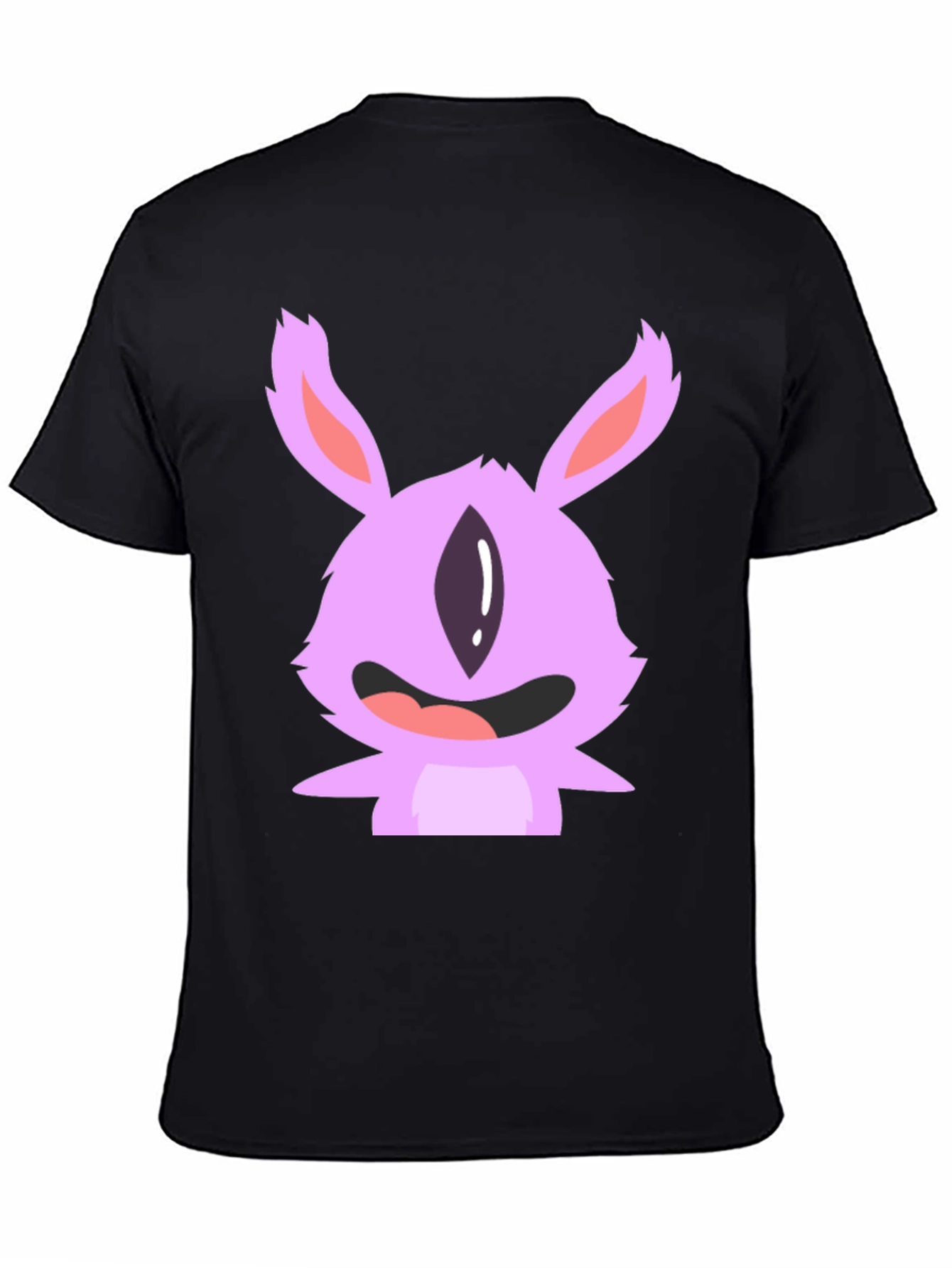 Cute Monster Graphic Tee - Black Cotton T-Shirt