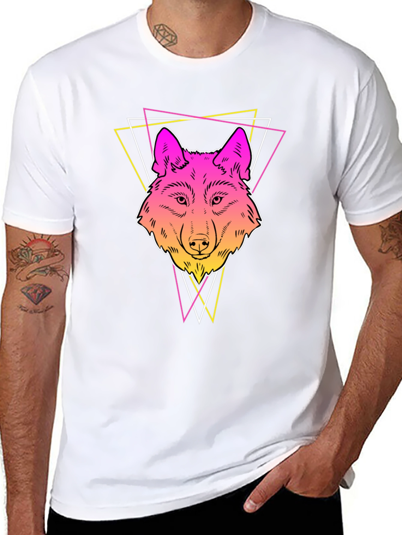 Neon Wolf Graphic Tee - Stylish Mens Black T-Shirt