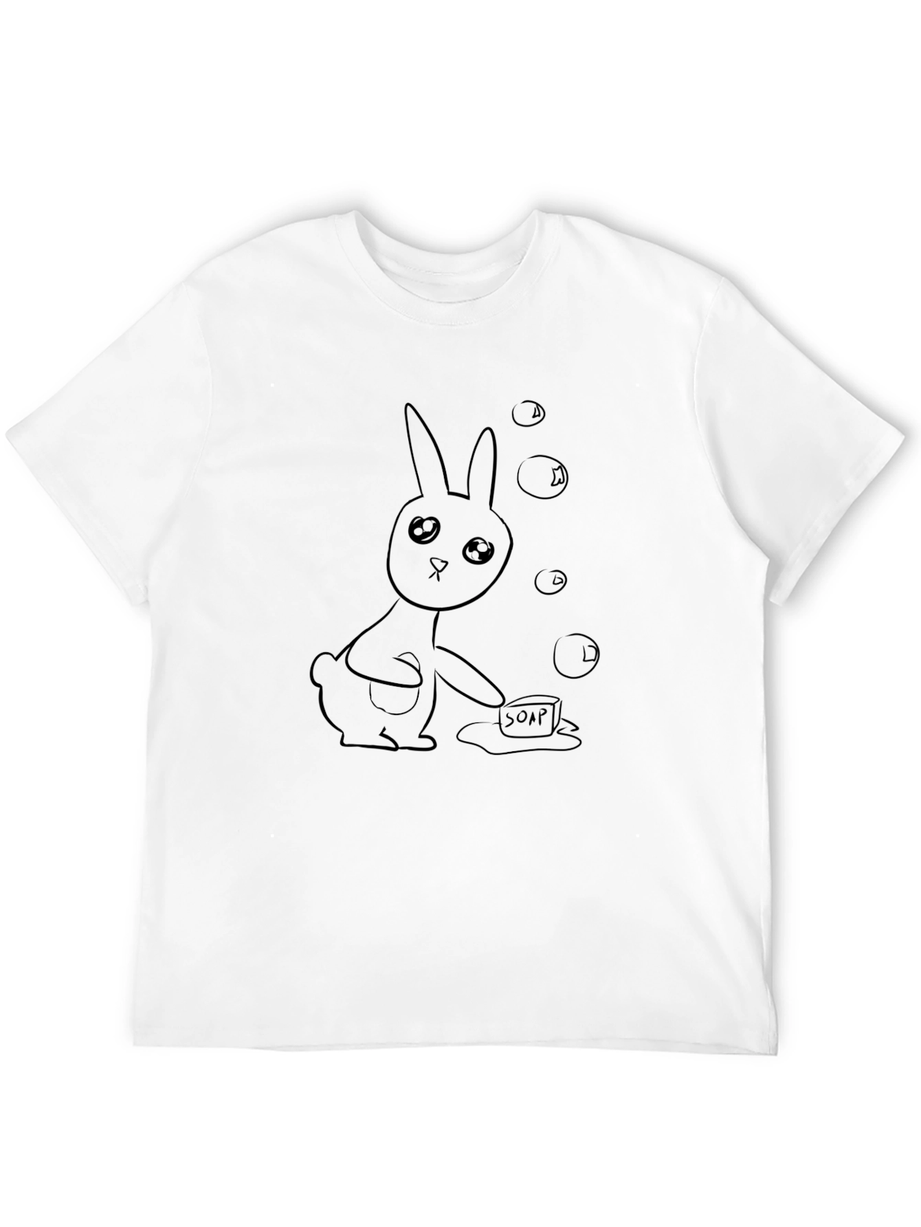 Cute Bunny & Soap Black T-Shirt