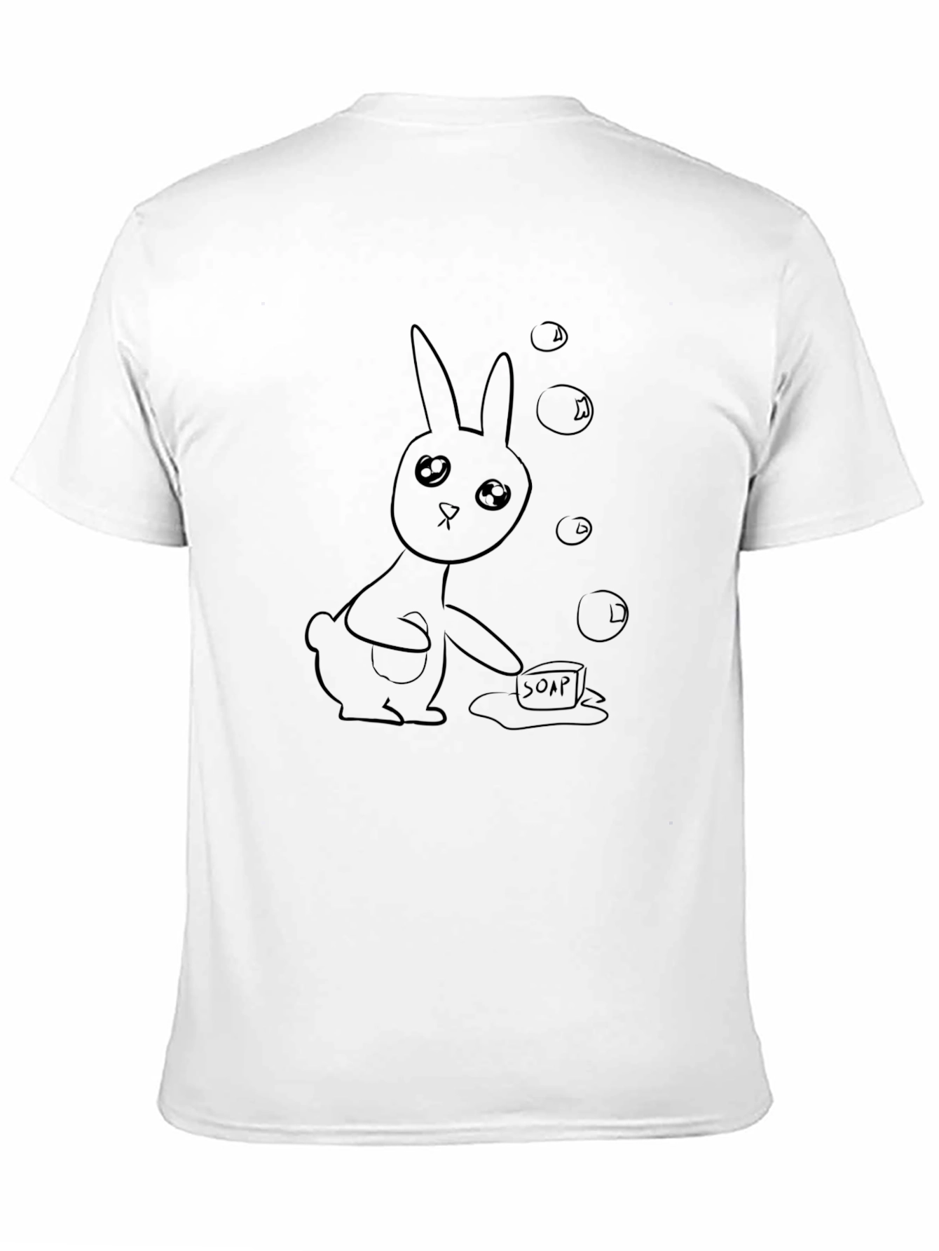 Cute Bunny & Soap Black T-Shirt