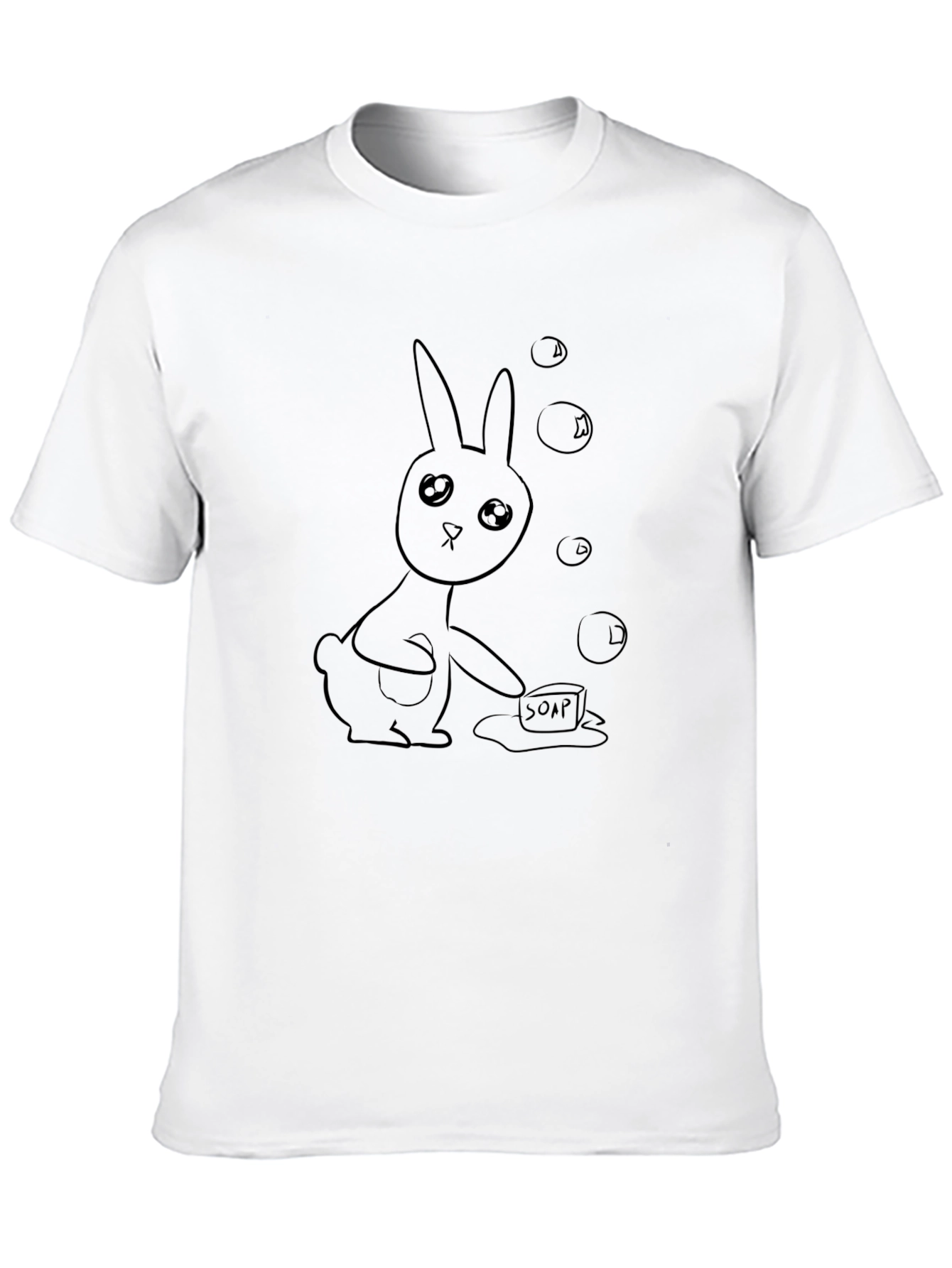 Cute Bunny & Soap Black T-Shirt