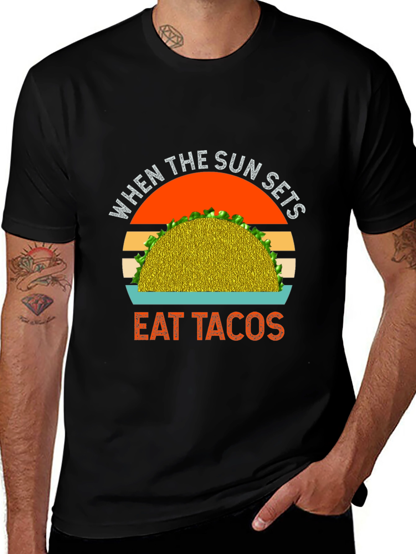 Eat Tacos T-Shirt: Sunset Graphic Tee