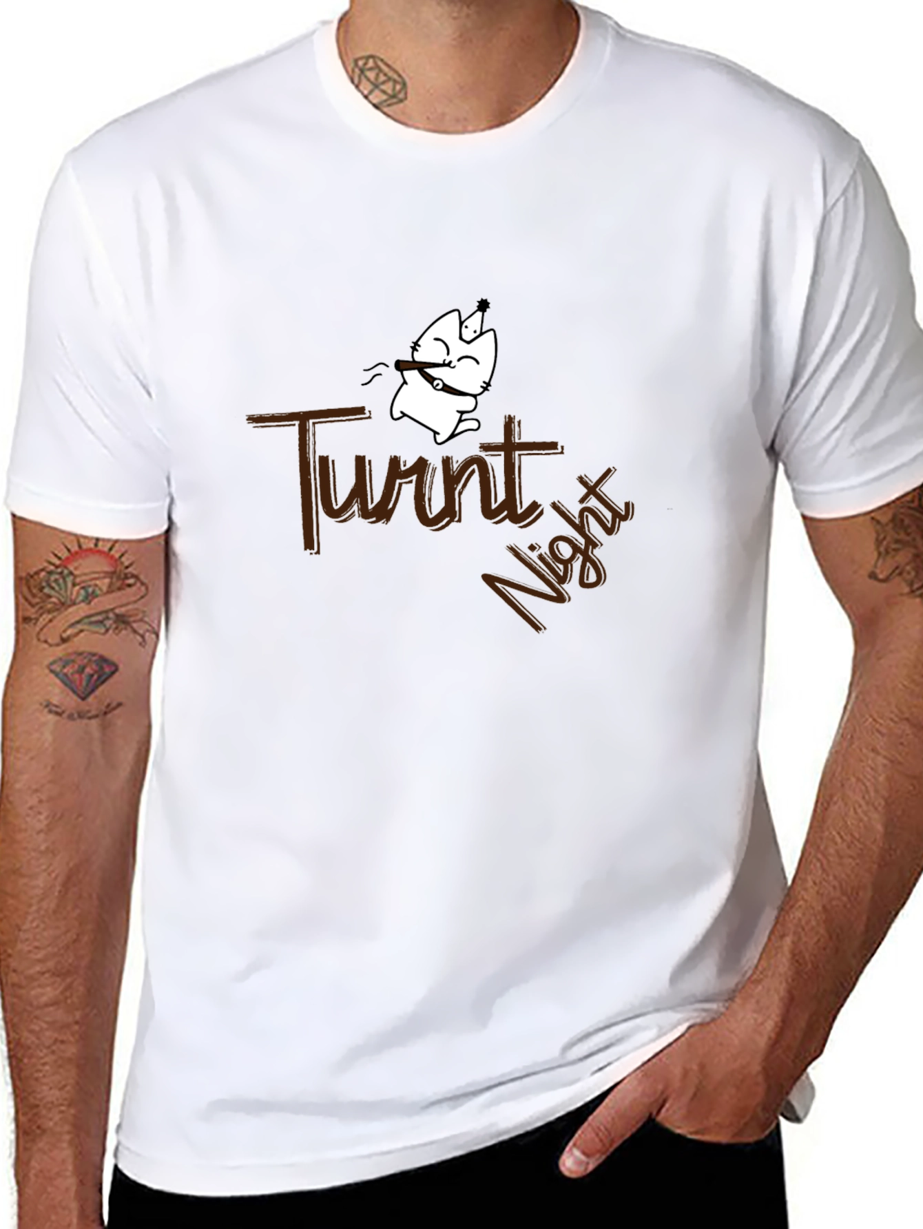 Turnt Night Funny Cat Graphic T-Shirt