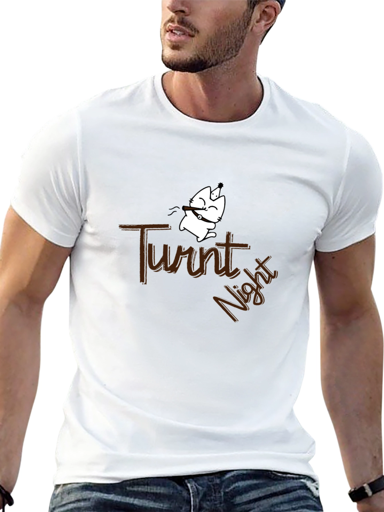 Turnt Night Funny Cat Graphic T-Shirt