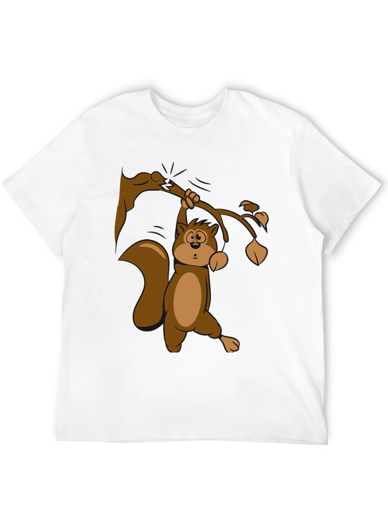 Squirrel on Branch T-Shirt - Black Cotton Tee