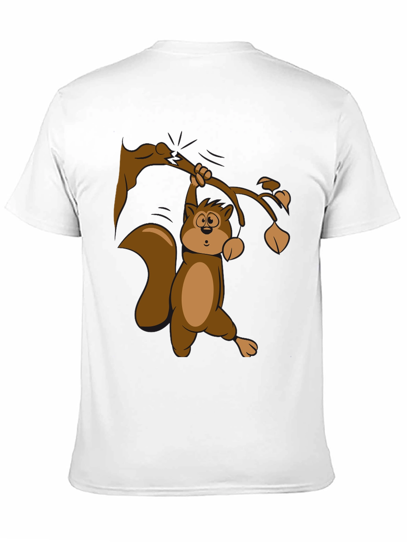 Squirrel on Branch T-Shirt - Black Cotton Tee