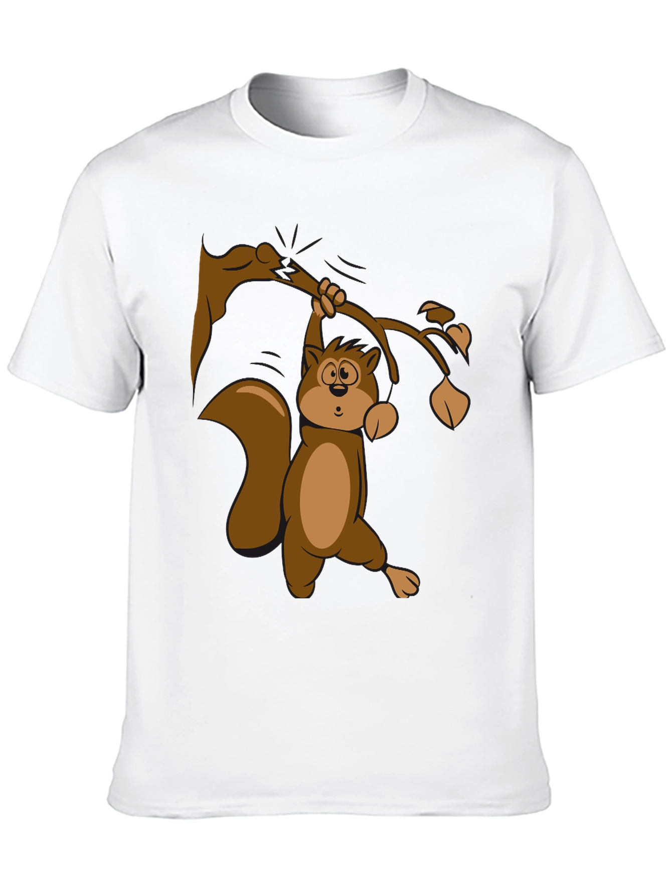 Squirrel on Branch T-Shirt - Black Cotton Tee