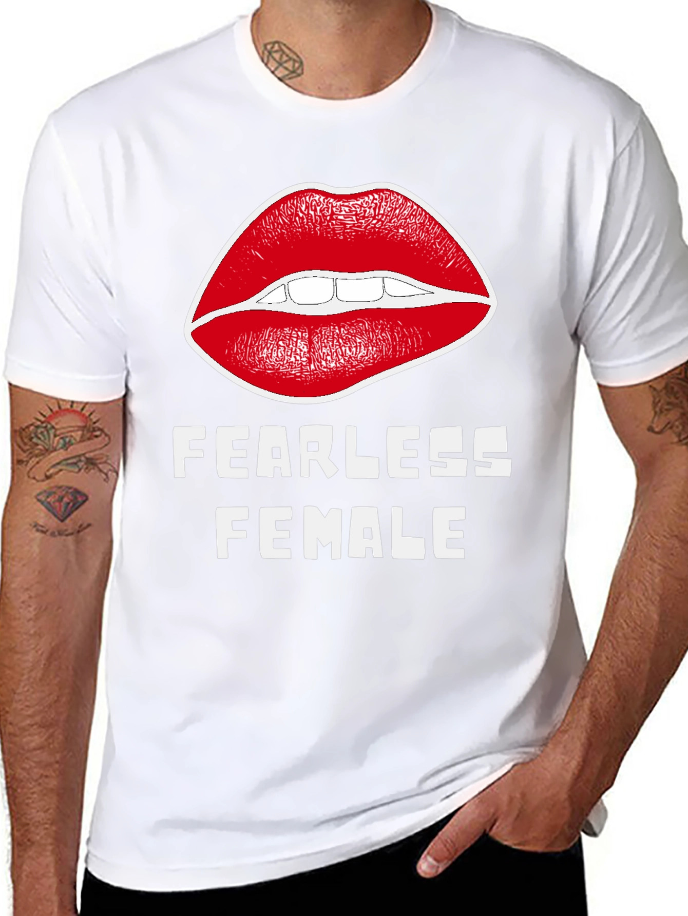 Fearless Female Graphic T-Shirt - Bold Lip Design