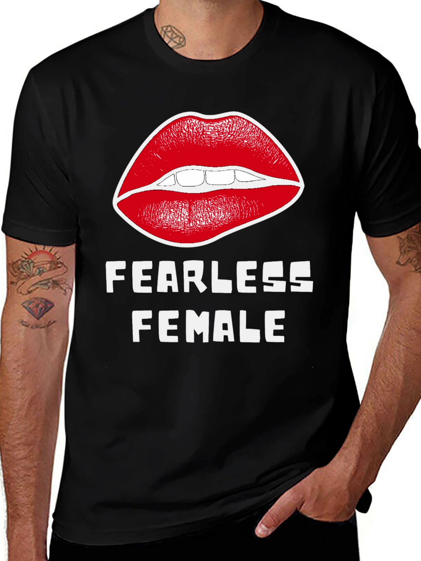 Fearless Female Graphic T-Shirt - Bold Lip Design