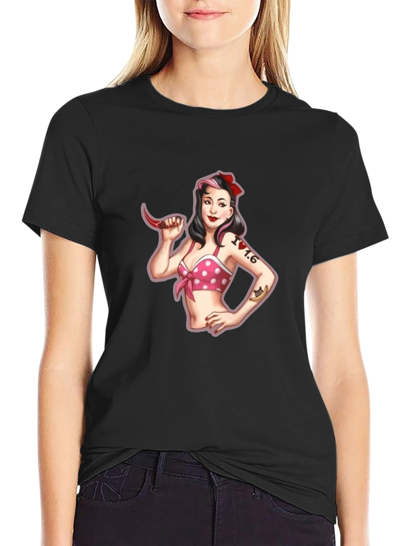 Retro Pin-Up Girl Graphic T-Shirt