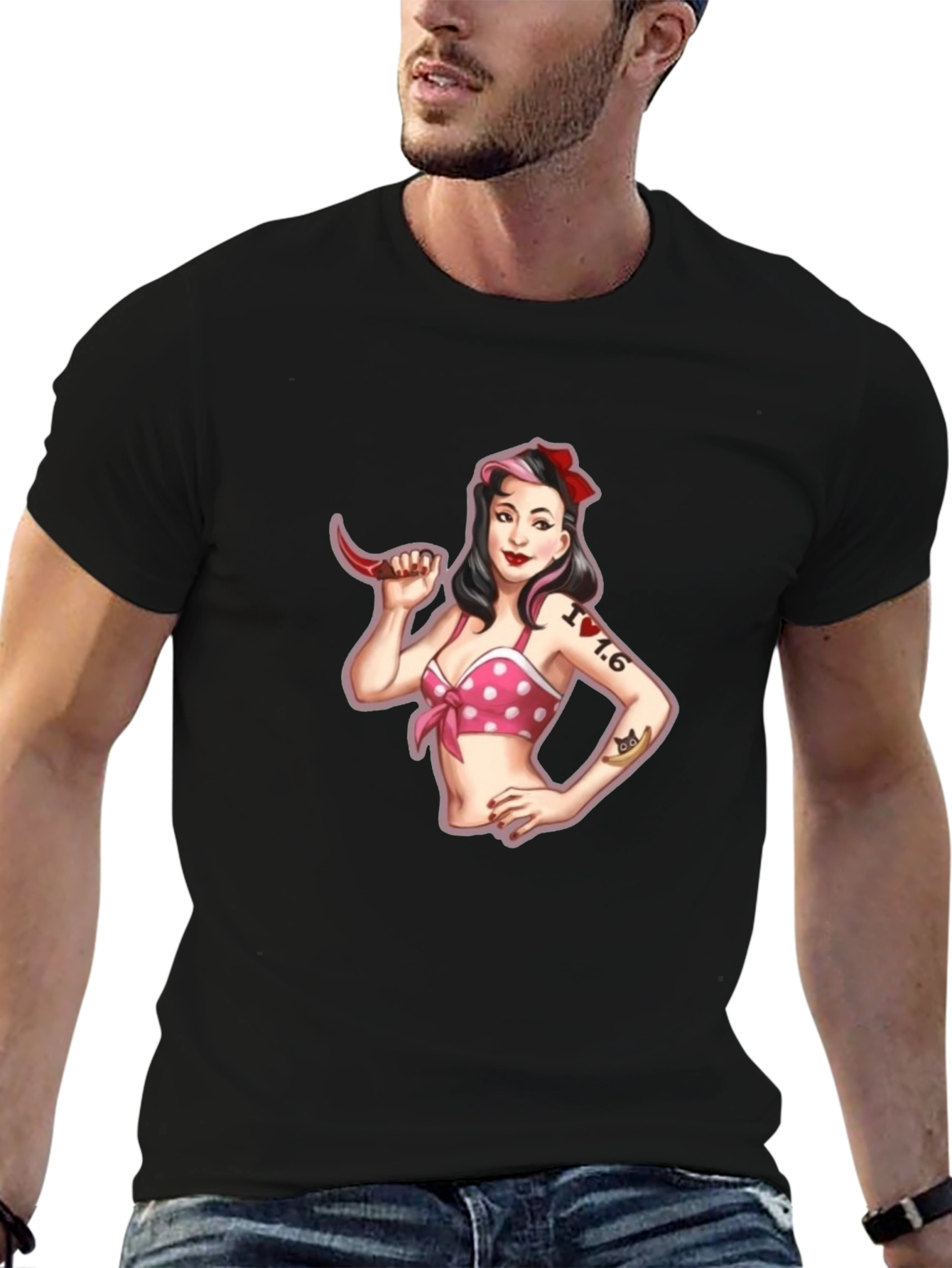 Retro Pin-Up Girl Graphic T-Shirt