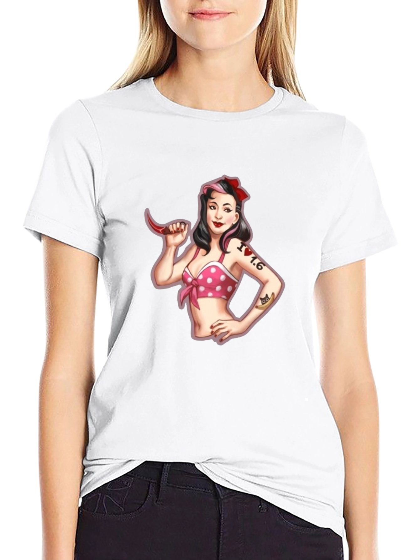 Retro Pin-Up Girl Graphic T-Shirt